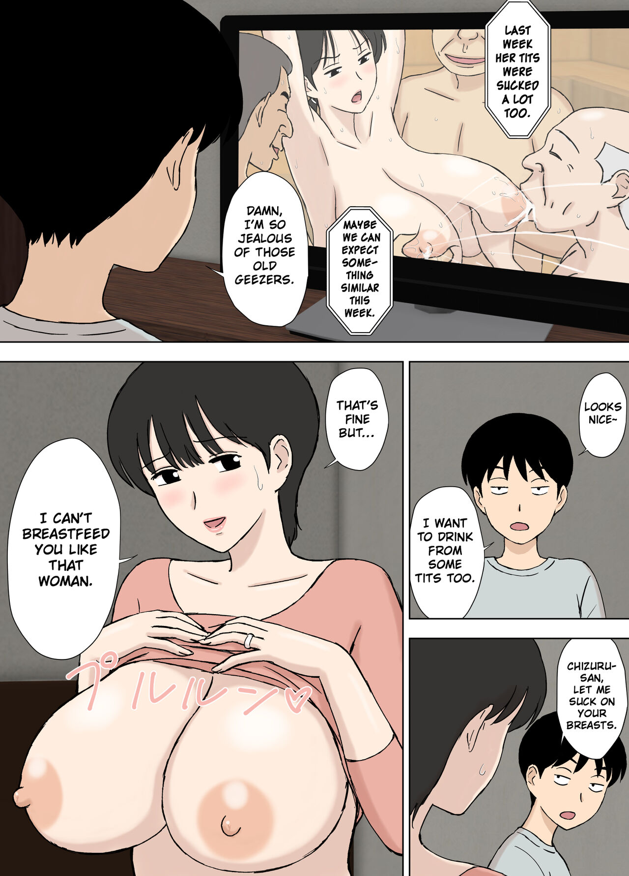 [Urakan]Juujun Mama no Chizuru-san to Otto no Tsurego | The Obedient Chizuru-san And Her Stepchild[English][Chalklog] Page 13
