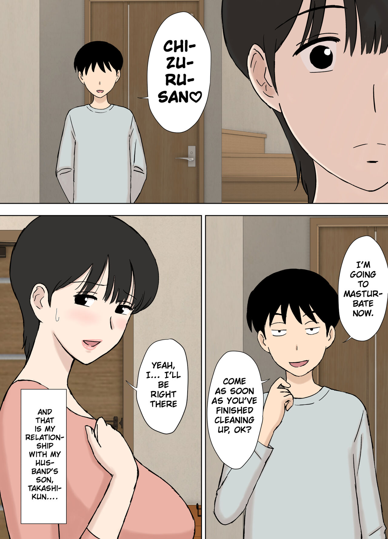 [Urakan]Juujun Mama no Chizuru-san to Otto no Tsurego | The Obedient Chizuru-san And Her Stepchild[English][Chalklog] Page 6