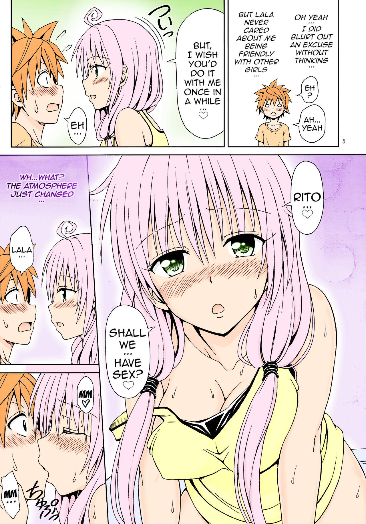 (C85) [Brain Dead (Eiji)]Yappari Lala ga Suki!(To Love-Ru Darkness) [English] [Colorised] {doujin-moe.us} Page 5