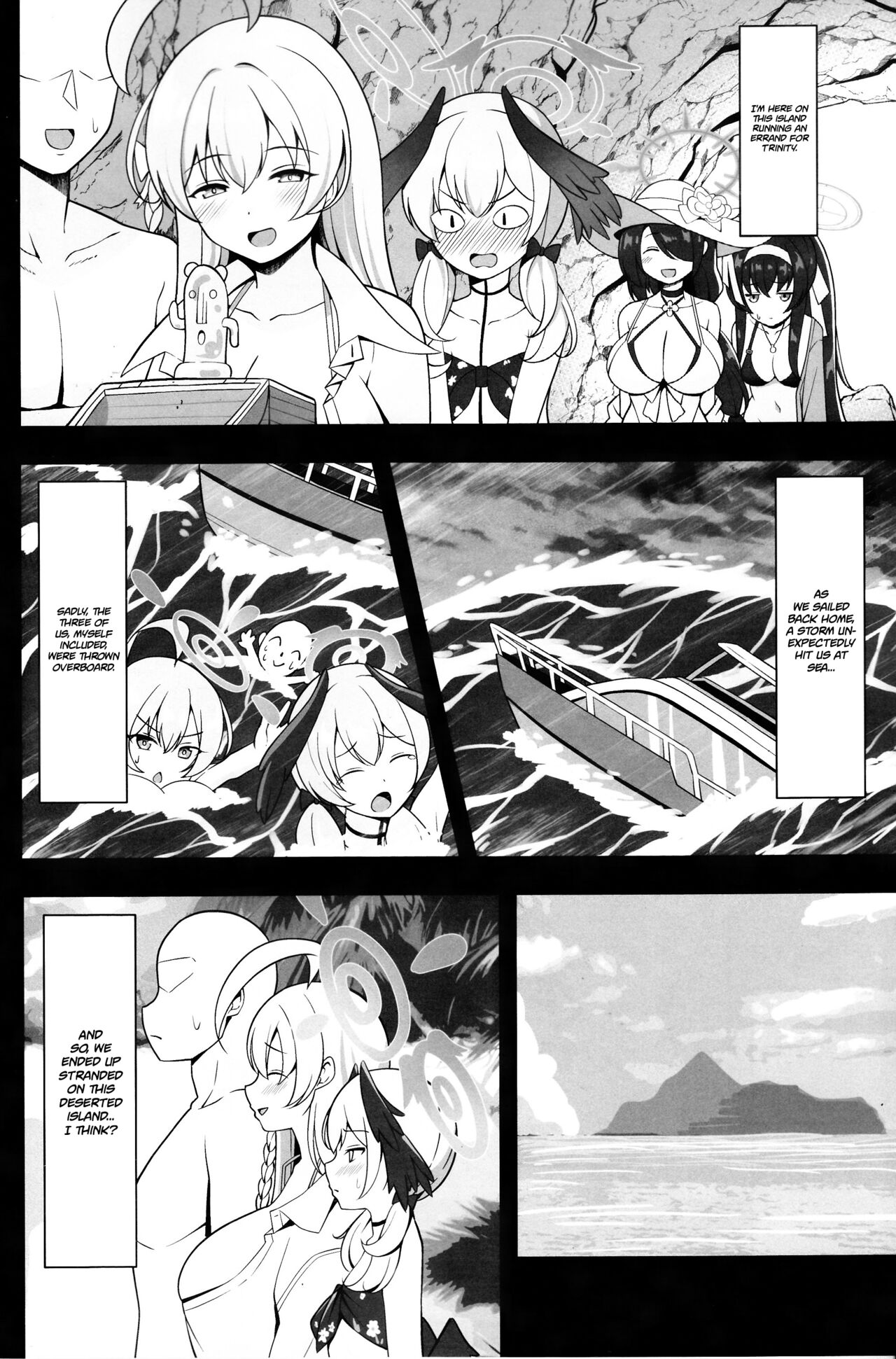 (C103) [Nekolovelandou (Nekojima)]Hanako to Koharu o Mujintou de Haramaseru Hon | Impregnating Hanako and Koharu in a Deserted Island(Blue Archive) [English] [Project Valvrein] Page 3