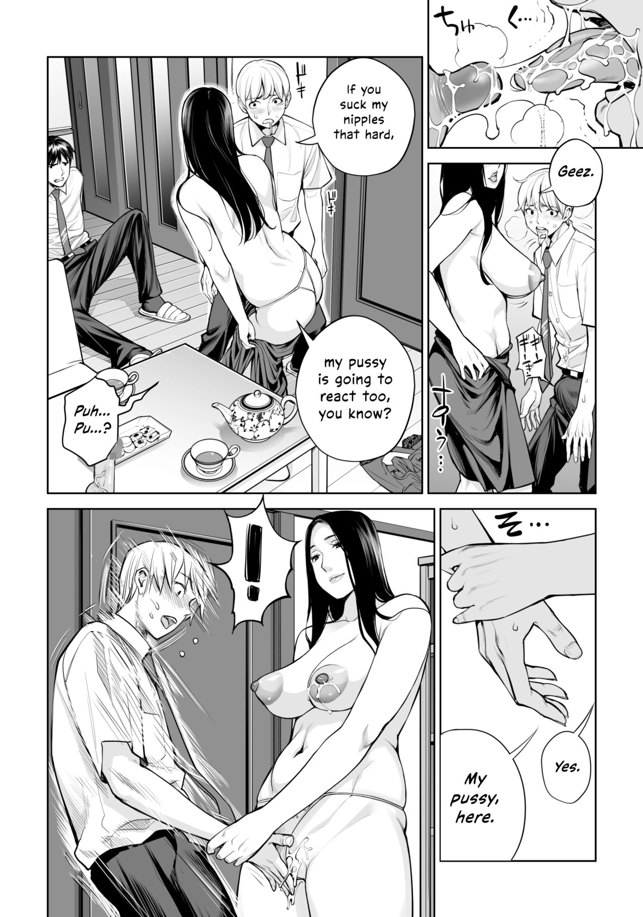 [HGT Labo (Tsusauto)]Kurokami Onna no Fudeoroshi ~Himitsu no Heya de Nakadashi Sasete Ageru wa~[English] [Vivid Rabbit Translation] Page 42