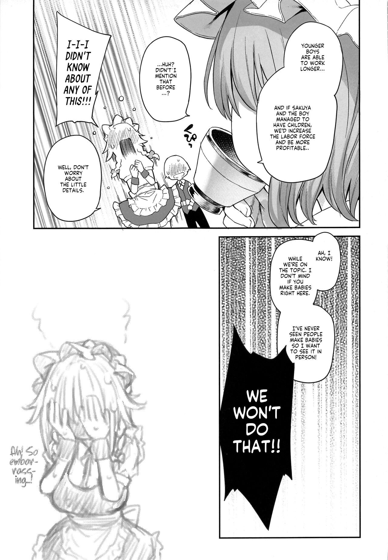 (C100) [Anmitsuyomogitei (Michiking)]ANMITSU TOUHOU THE AFTER Vol. 3 Shasei Kanri shite Kudasai Sakuya-san! + | ANMITSU TOUHOU THE AFTER Vol. 3 Please Manage my Ejaculations, Sakuya-san! +(Touhou Project) [English] [Coffedrug] [Decensored] Page 23
