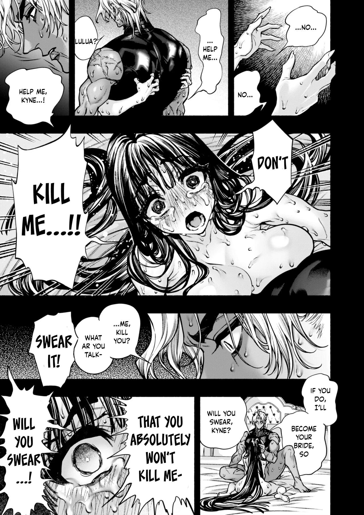 [ONIGASHIMA (Tanaka Onitaiji)]Otome Game "Kuro Dra -Kuroi Seijo to Ashiki Ryuu-" ni Isekai Tensei Shita kedo Murige, Tsunda. | Reincaranation from the Other World - the Black Dragon and the Black Saint[English] [Painfulnightz] Page 76