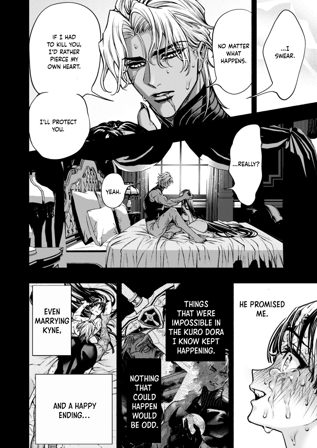 [ONIGASHIMA (Tanaka Onitaiji)]Otome Game "Kuro Dra -Kuroi Seijo to Ashiki Ryuu-" ni Isekai Tensei Shita kedo Murige, Tsunda. | Reincaranation from the Other World - the Black Dragon and the Black Saint[English] [Painfulnightz] Page 77