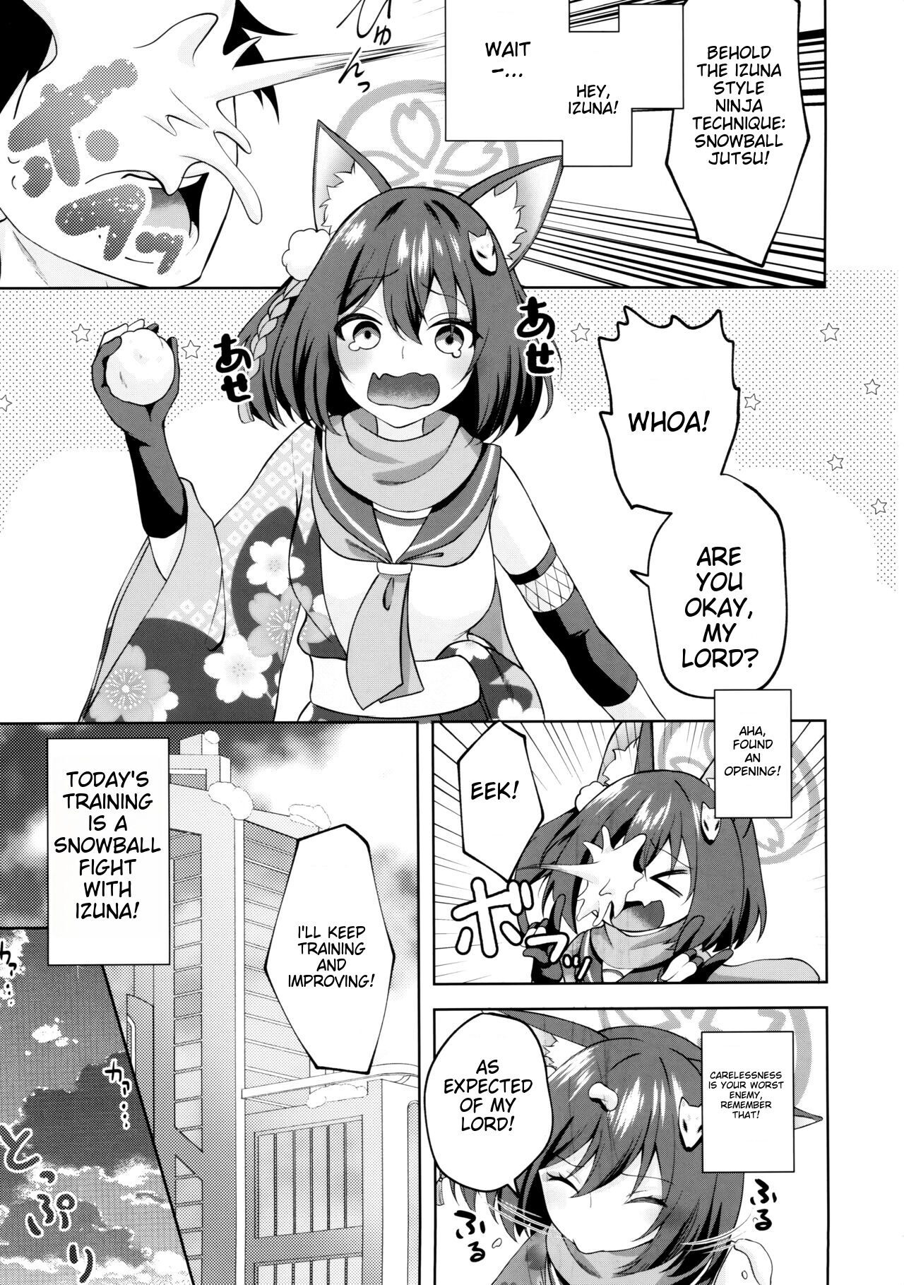 (C103) [Ringo Ameya (Aronyan)]Yuki wa Konkon Izuna no Manko(Blue Archive) [English] [MTL] Page 2