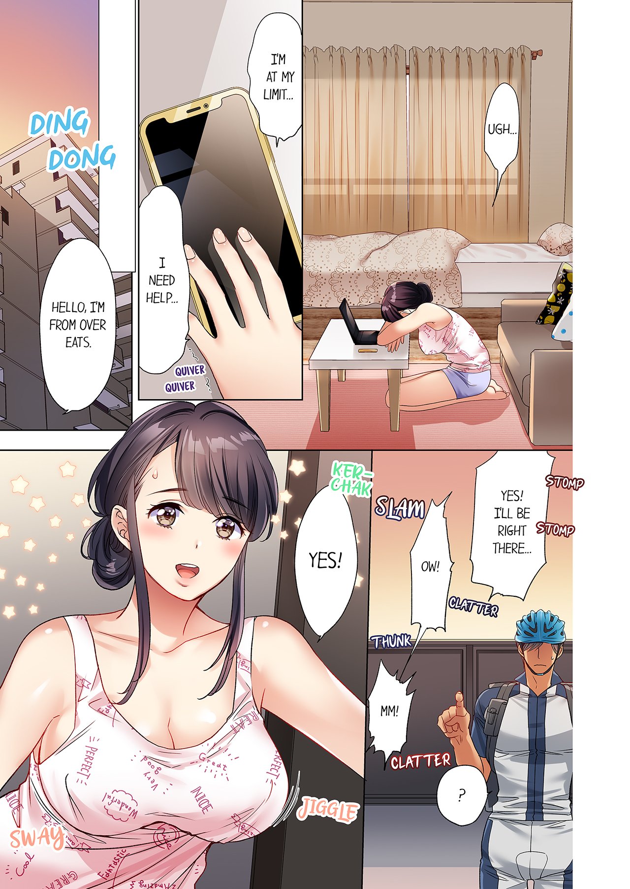 [Uehara Yoyogi]Zaitaku OL, Yotsunbai Iki! Heya Made Gamandekinai Deribarii SEX 1 | Work-at-Home Clerk, Cums on All Fours! Impatient Delivery Sex 1[English] Page 2