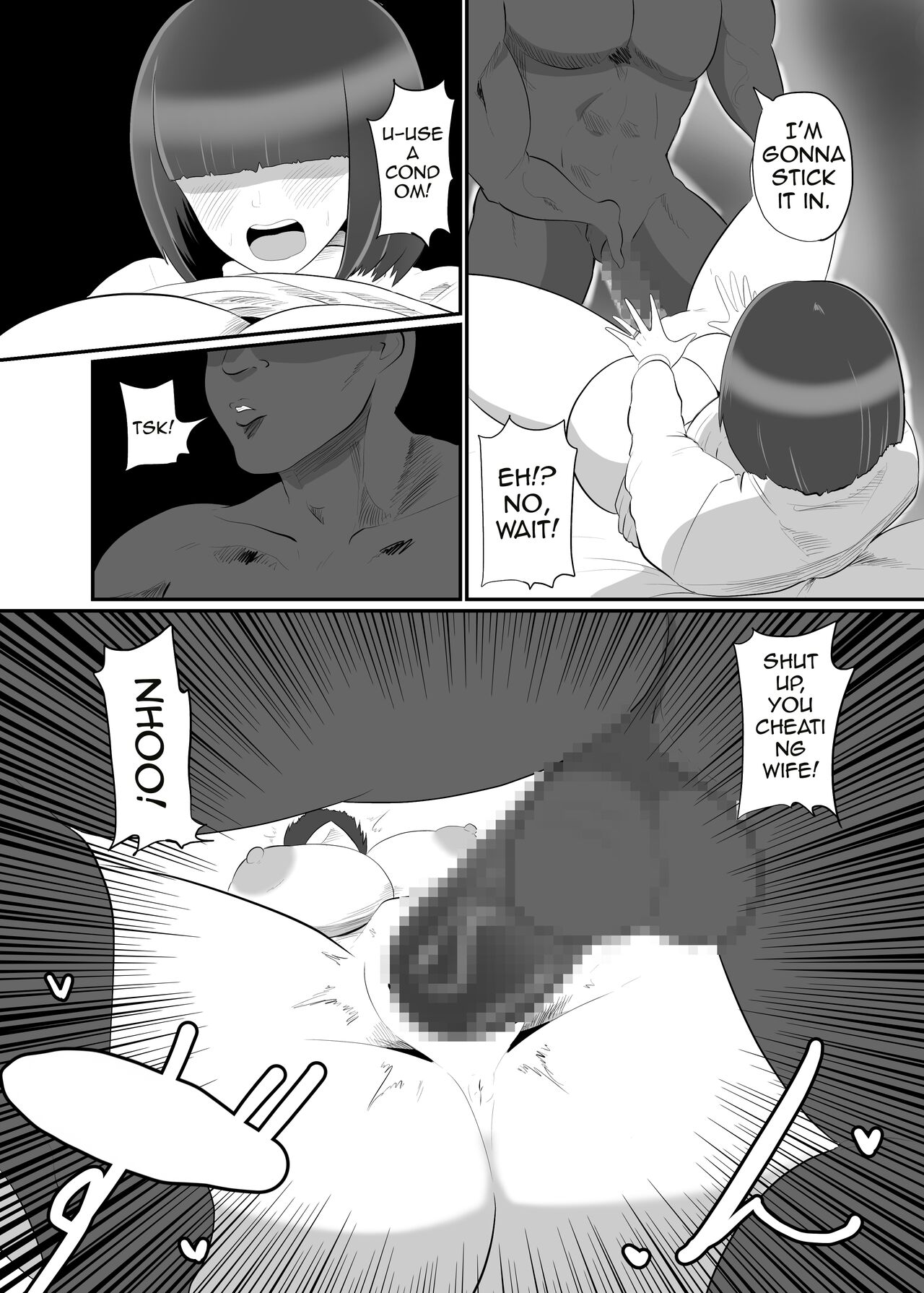 [Crepe Crepe (Creople)]Mekakure Oku-san wa Ryuugakusei to no Uwaki Sex o Kotowarenai[English] [Doujins.com] Page 14