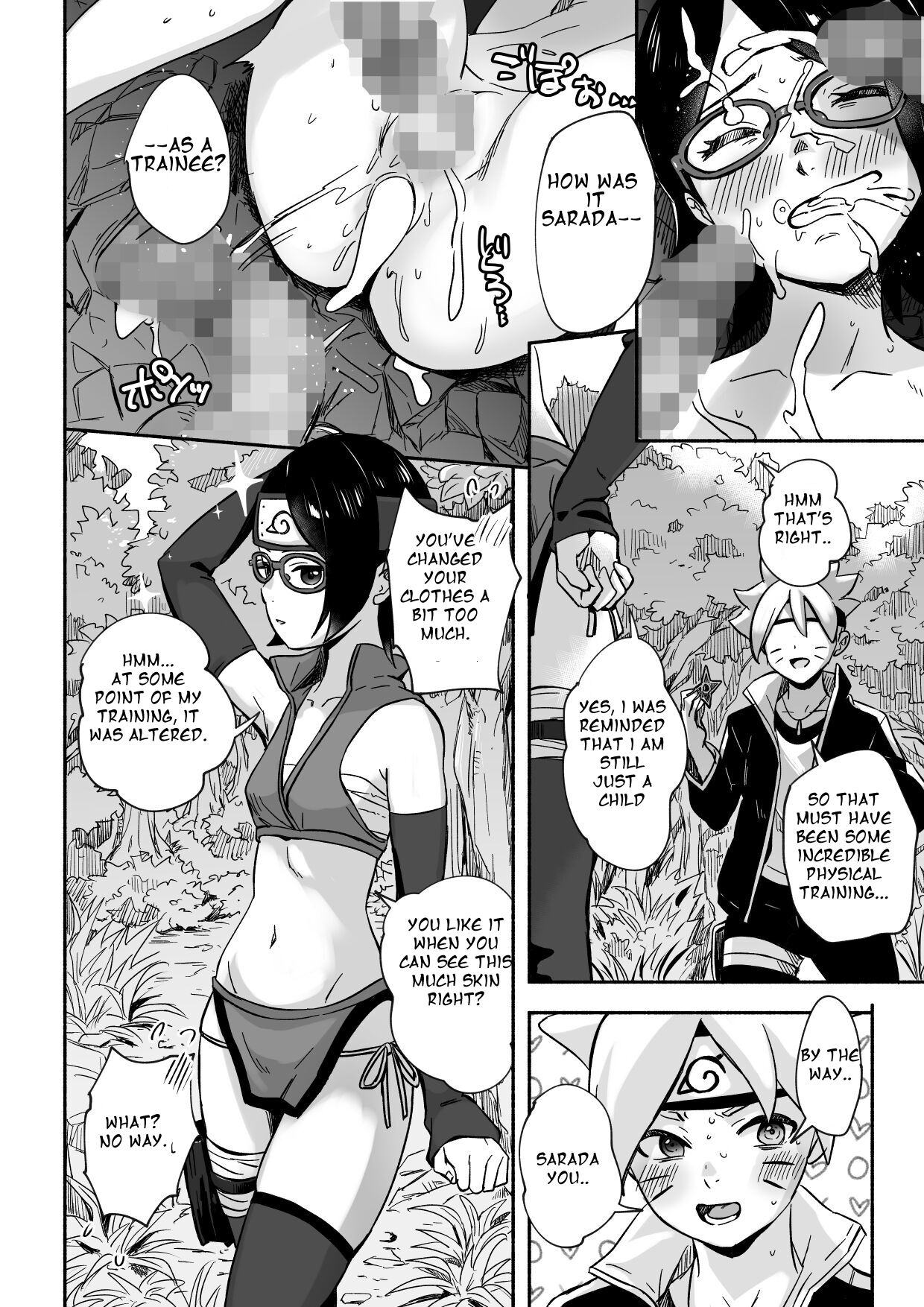 [Silver Dog]Sarada-chan no Chakra o Fuuin Shite Shugyou to Itsuwari Eroi Koto o suru Hon | A book about training and tricking Sarada-chan, who had her chakra sealed, into doing erotic things(Boruto) [English] [Smiling_Pirate] [Digital] Page 32