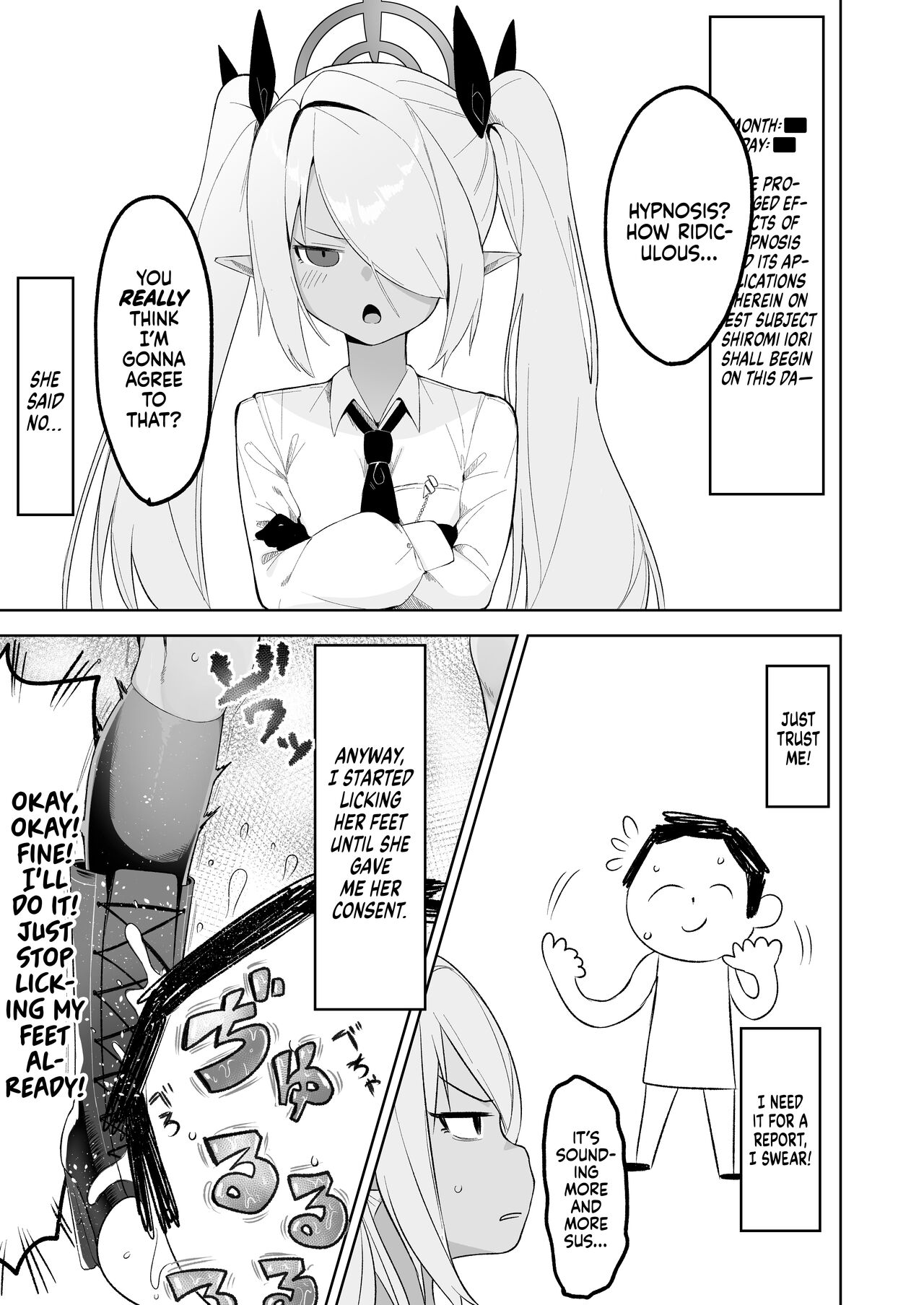 [Salty Dog. (Umashio)]Shiromi Iori o Hypno-ru. | Shiromi Iori Gets Hypnotized.(Blue Archive) [English] [Xzosk] [Digital] Page 2