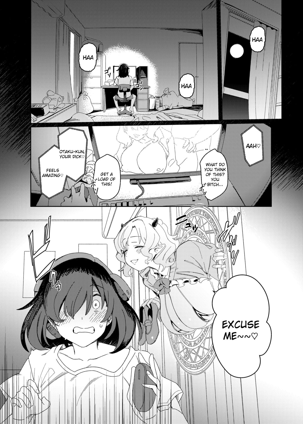 [Suimitsutou Koubou (Momo no Suidousui)]Gal Succubus to Futanari Neet[English] [Digital] Page 5