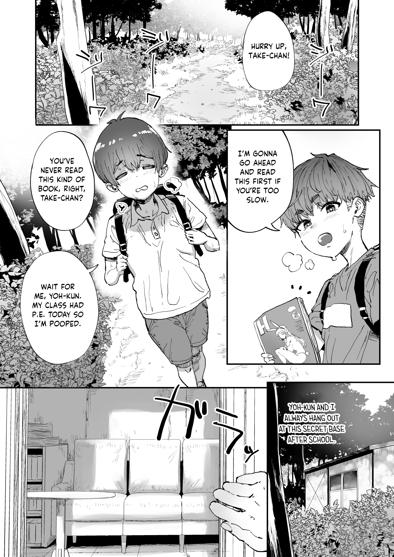 [Hikagemon (Tenpiboshi)]Shiranai Onee-san ga Bokura no Himitsu Kichi ni Yattekita! | A Random Lady Showed Up At Our Secret Base![English] [Meganeko98] Page 3