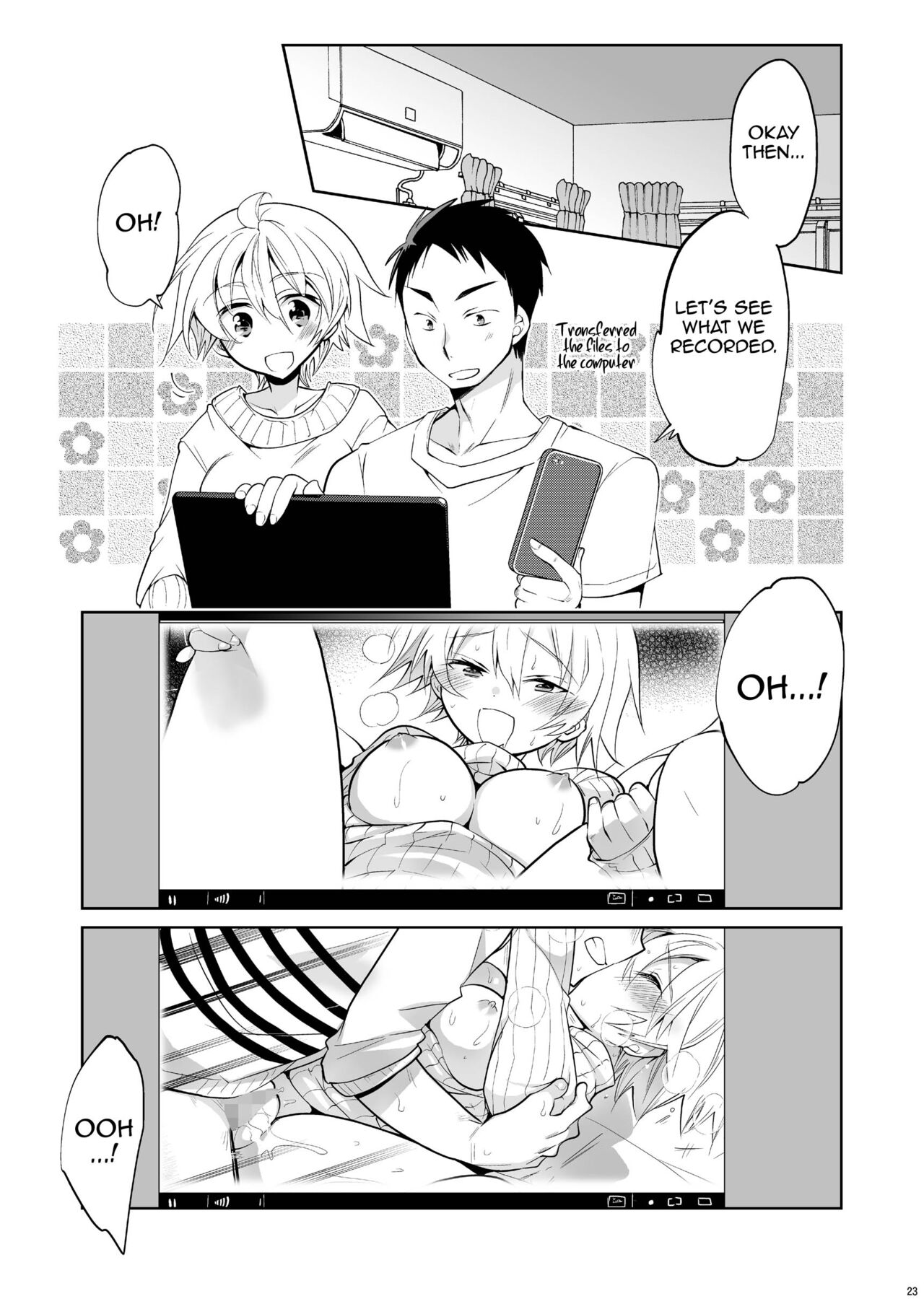 [T-NORTH (Matsumoto Mitohi.)]Q.N.A. Kyuu ni Nyotaika shita node Otoko Tomodachi to Self AV Totte mita.[English] [Digital] Page 23