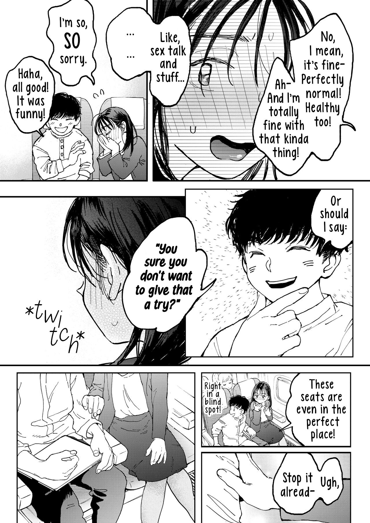 [Denbu Momo]Muramura OL-san wa Hikouki no Naka demo Seiyoku o Mitashitai | Horny OL-san, even on an Airplane, Wants To Satisfy Her Sexual Desires[English] [Digital] Page 12