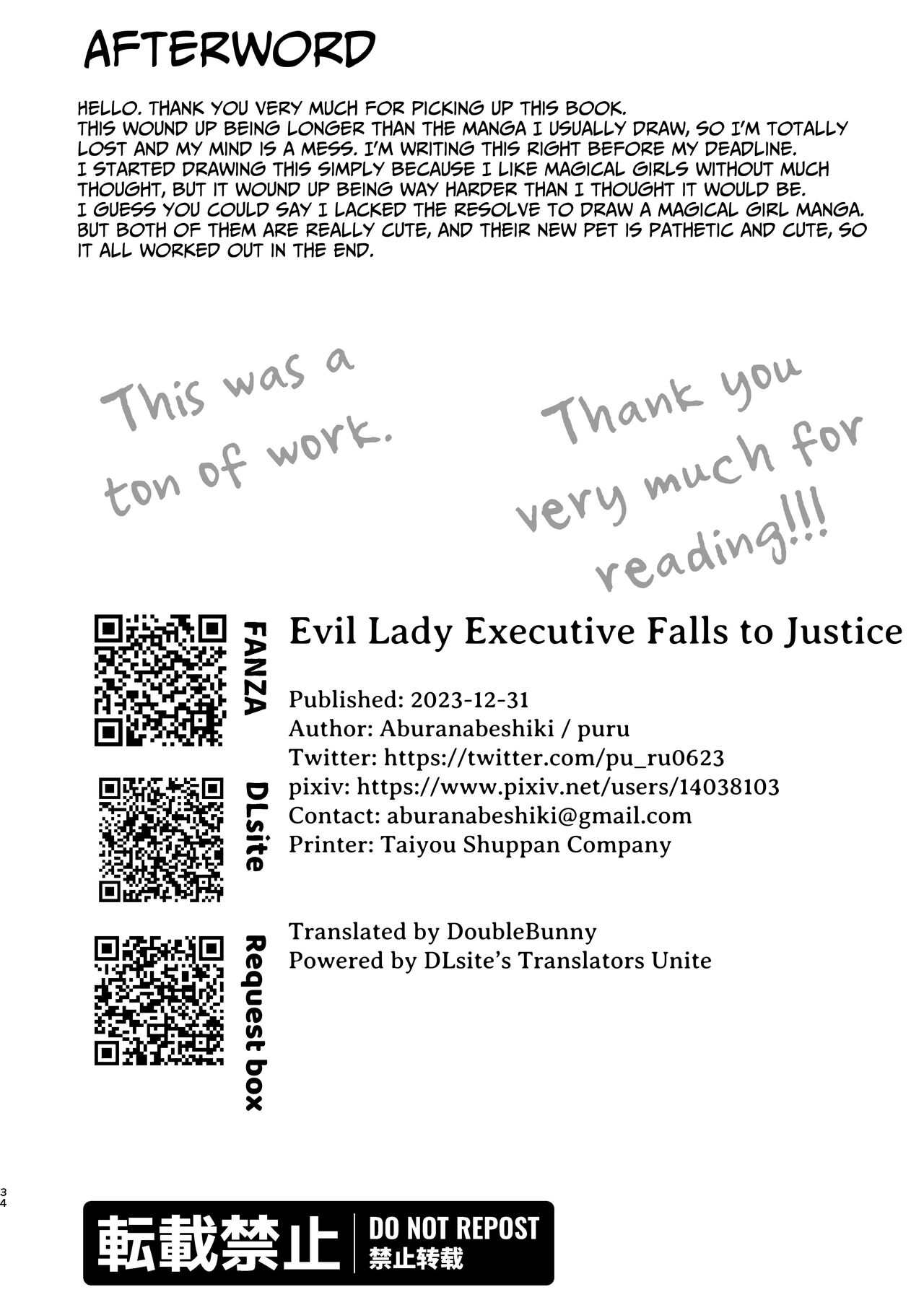 [Aburanabeshiki (puru)]Aku no Onna Kanbu Seigi Ochi | Evil Lady Executive Falls To Justice[English] [DoubleBunny] [Digital] Page 34