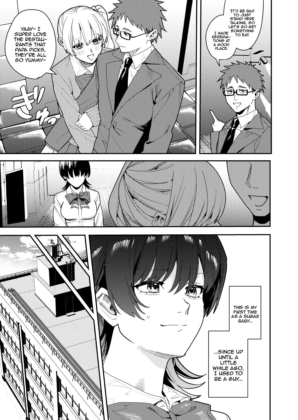 [Amuai Okashi Seisakusho (Betty, Konozama)]Papakatsu Nyotaika de Tanoshiku Kasegu! | Having Fun and Earning Some Money by Prostituting Myself After Turning Into a Girl![English] {Doujins.com} Page 4