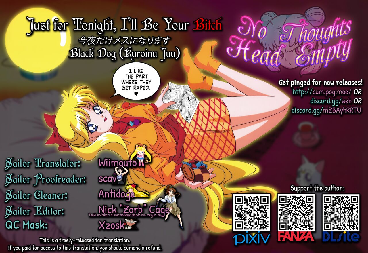 [Black Dog (Kuroinu Juu)]Konya dake Mesu ni Narimasu - Just for Tonight, I’ll Be Your Bitch(Bishoujo Senshi Sailor Moon) [English] [head empty] [Digital] Page 32