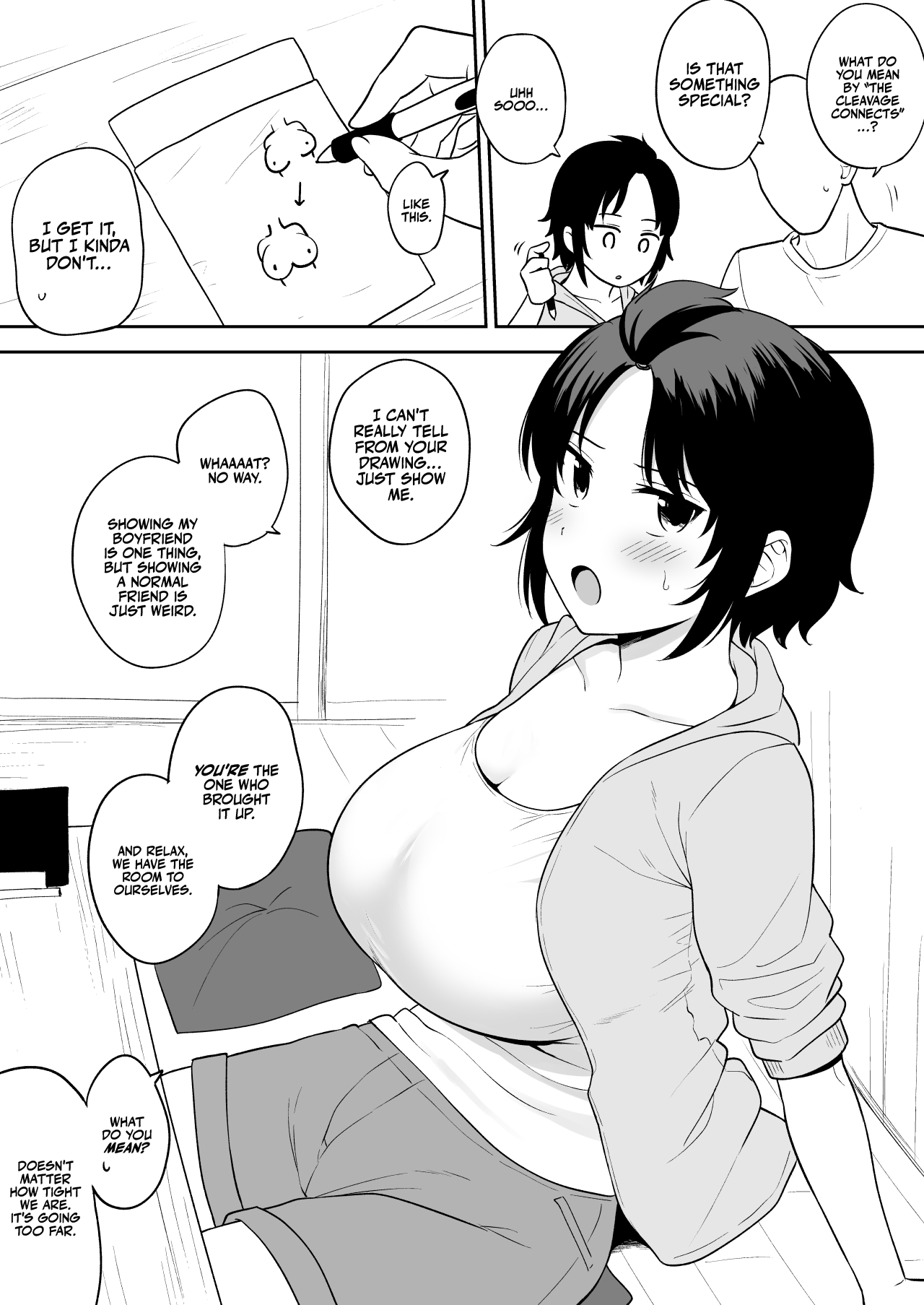 [Yue]Tanima ga Tsunagaru kurai Chichi ga Dekai Onna Tomodachi | A Female Friend with Boobs So Big That Her Cleavage Connects[English] [korafu] Page 2
