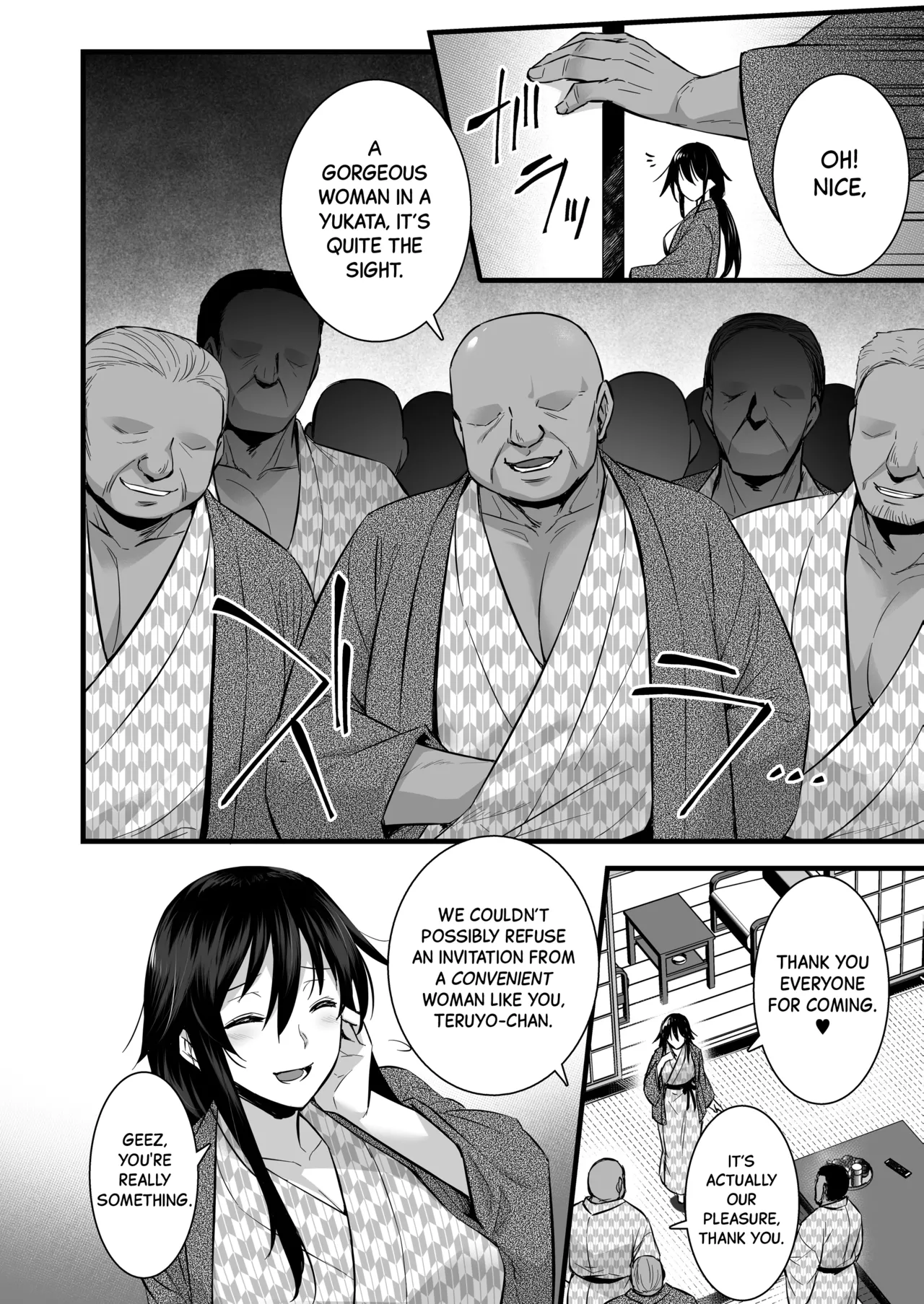 [Himeya (Abe Inori)]Rental Tanetsuke Oji-san 6 ~Tanetsuke Oji-san-tachi to Iku! Yari Makuri Nakadashi Rankou Onsen Ryokou~[English] [Black Grimoires] [Digital] Page 7