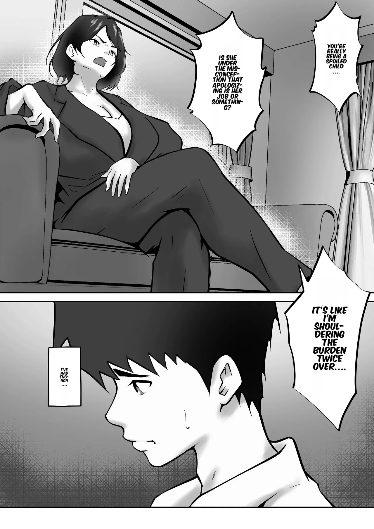 [Pentacle (Shimipan)]Tachiba Gyakuten ~Pawahara o Suru Gibo no Onanie ga Toreta node Shitagawaseru Koto ni Shita[English] Page 6