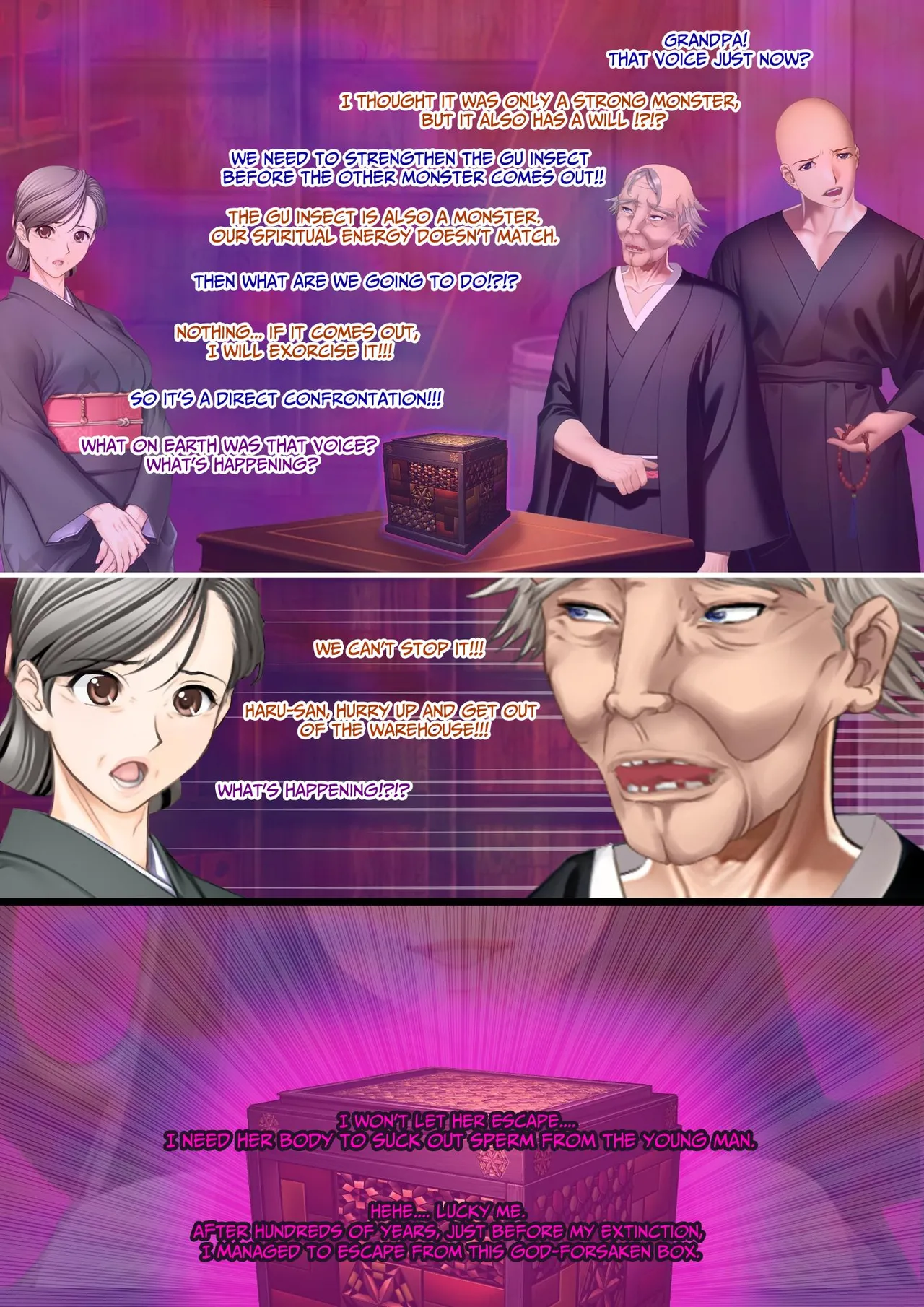 The Succubus Box: A lewd and unusual fate befalls the exorcist grandfather and grandson. Page 14