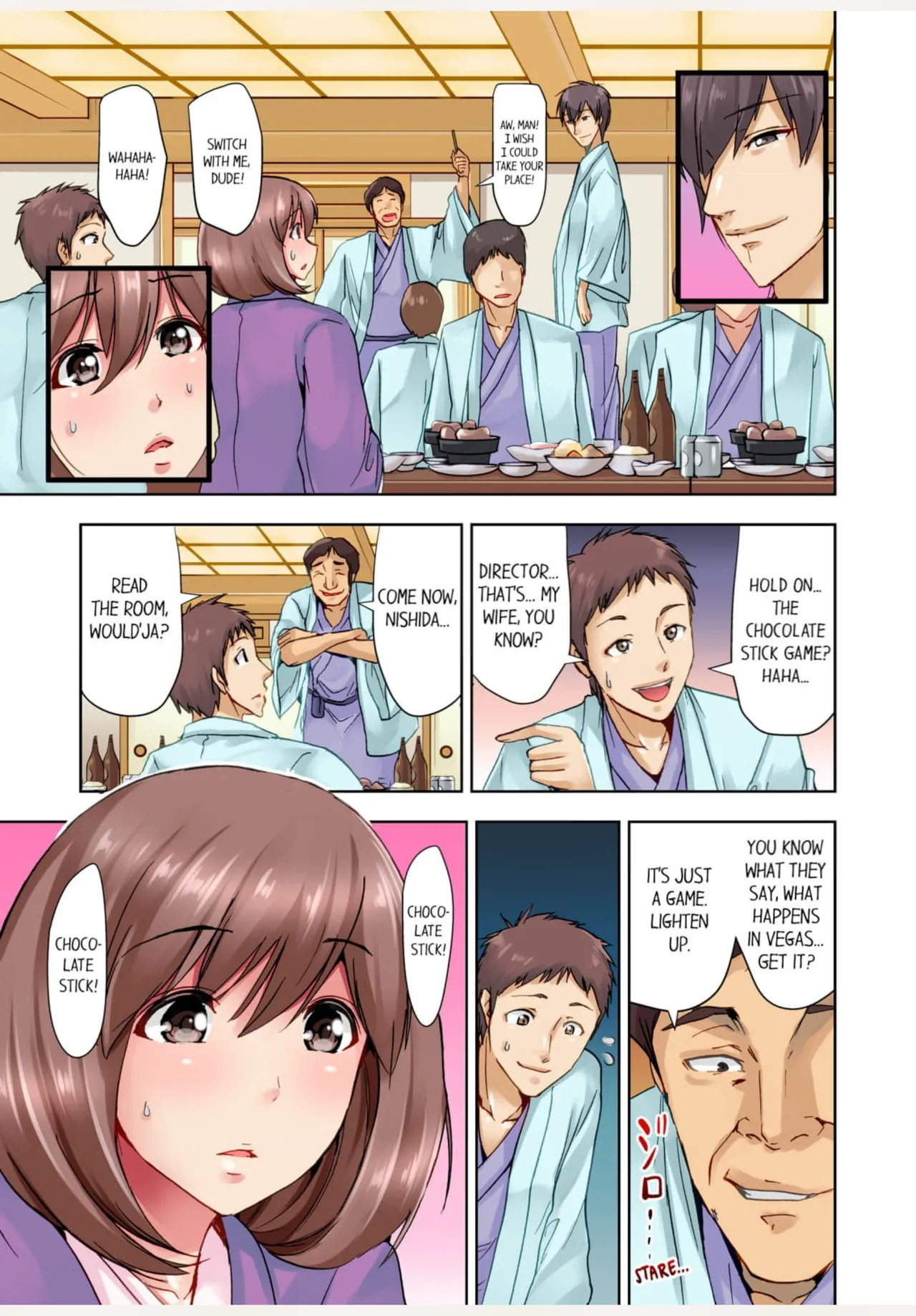 [Syo Aoi]Kekkon 3-Nen Me no Tsuma wa, Shain Ryokou Chuu ni Otto no Yoko de Netorareru! 1 | Netorare With a Busty Wife on a Company Trip 1[English] Page 10
