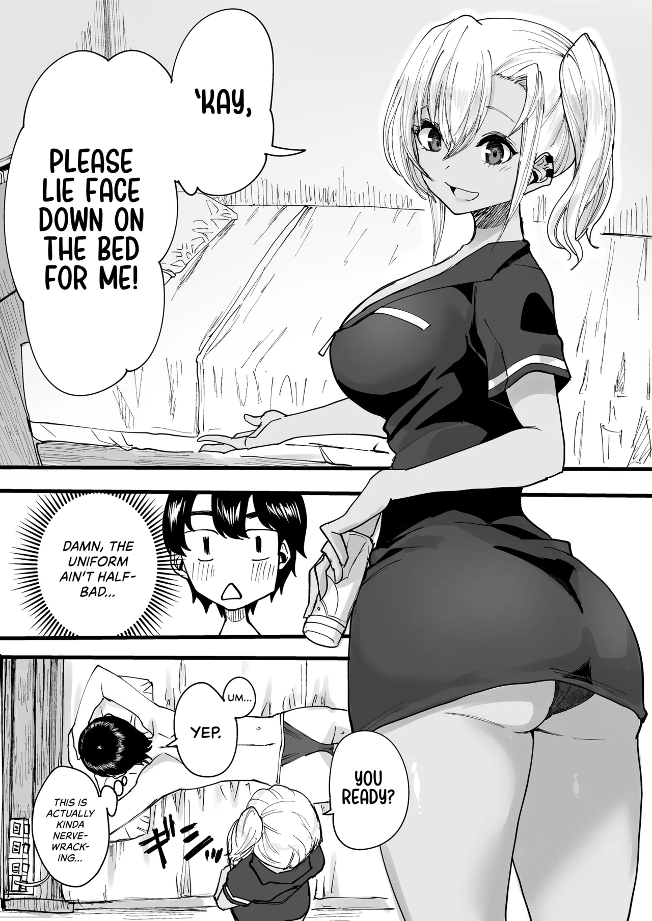 [Kurohamya (Kurosu)]Kurogal Men-esthe Jou ga Yarasetekureru Hanashi | Happy Endings with a Tanned Gyaru Massage Therapist[English] [head empty] [Digital] Page 8