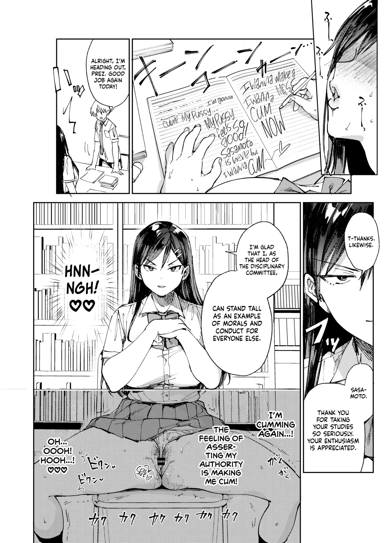 [BOOCH (Booch)]Kiritsu ni Kibishii Fuuki Iinchou wa Kounai de Himitsu no Dosukebe Onanie ga Yamerarenai! | The Strict Head of the DIsciplinary Committee Just Can't Stop Masturbating at School![English] [Shiromaru] [Digital] Page 37