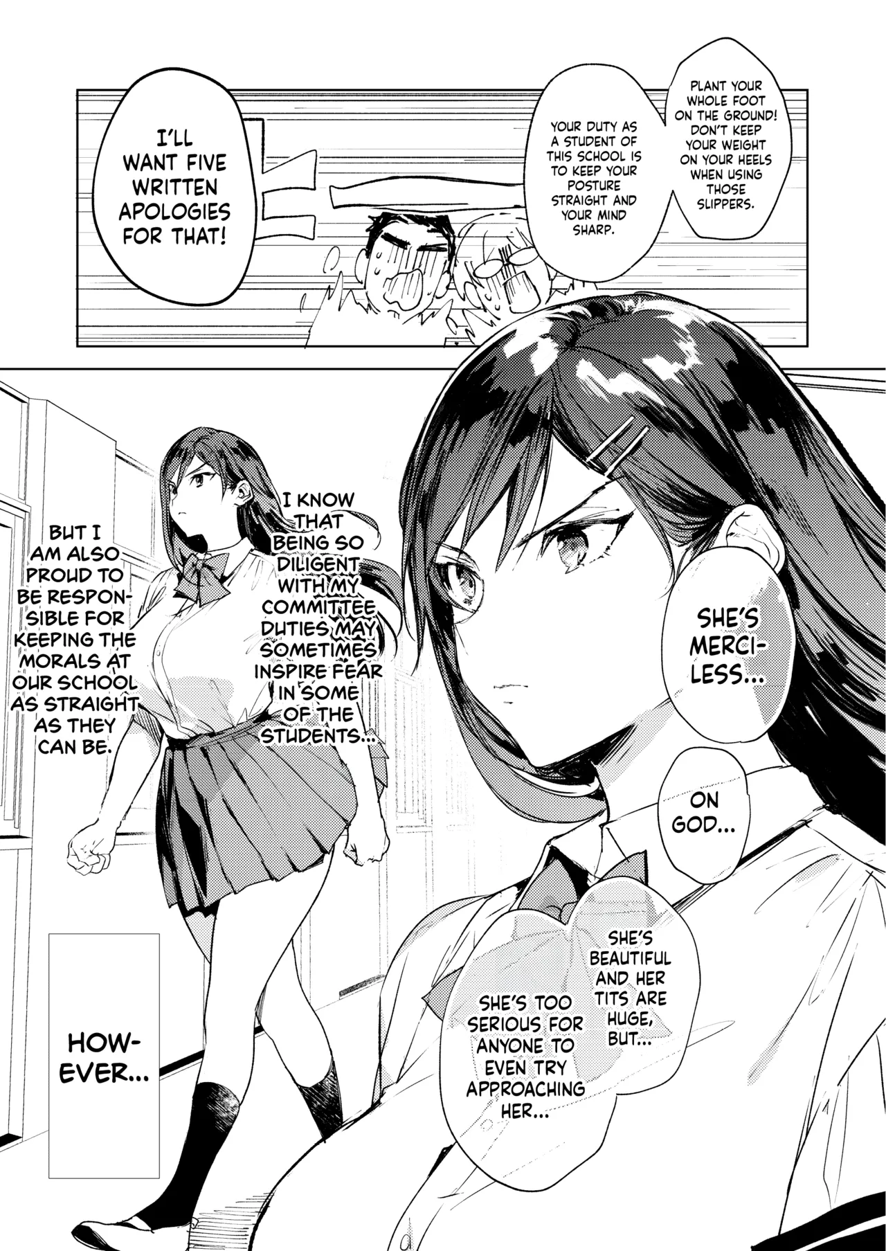 [BOOCH (Booch)]Kiritsu ni Kibishii Fuuki Iinchou wa Kounai de Himitsu no Dosukebe Onanie ga Yamerarenai! | The Strict Head of the DIsciplinary Committee Just Can't Stop Masturbating at School![English] [Shiromaru] [Digital] Page 6