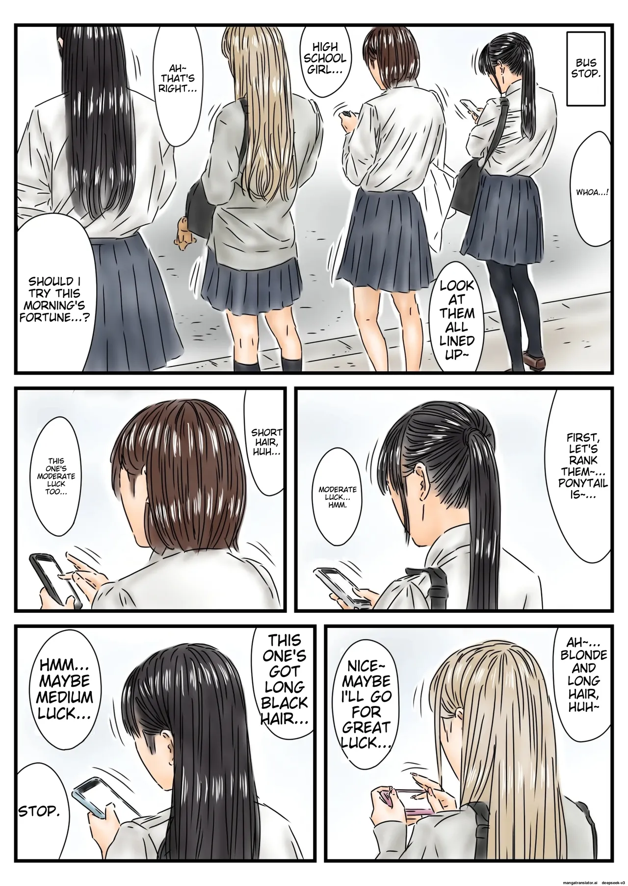 [Furuisuemi]Jikan Teishi: Toukou-chuu no Joshikousei-tachi de Kyou no Unsei o Uranaimasu. | I'll be Fortune-telling with the High School Girls on Their Way to School Today.[English] Page 15