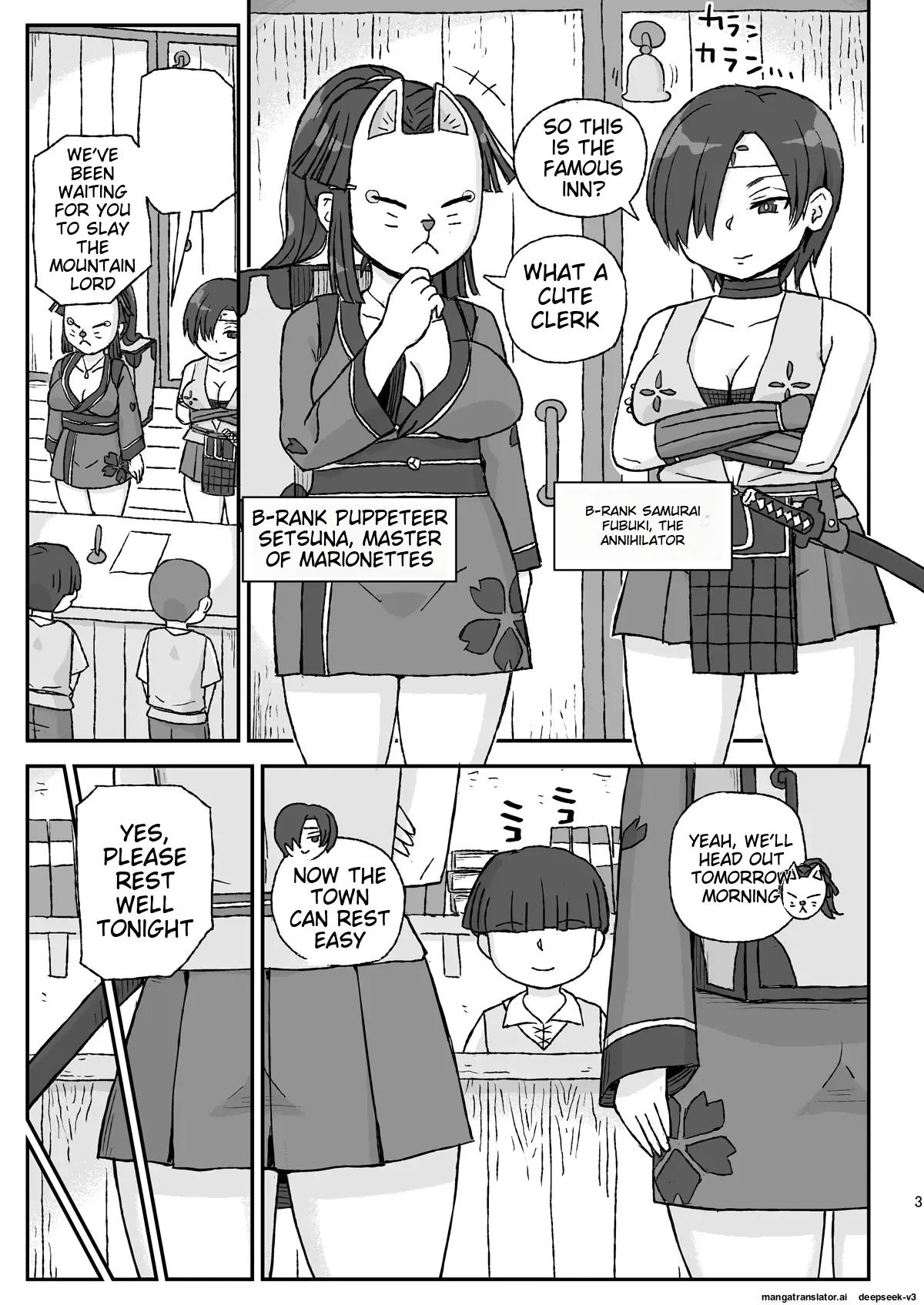 [Jidousoujuu (Otonashi Katame)]Onna Boukensha o Suiminkan Suru Kuso Yado ~Haiboku! B Rank PT~ | A shitty inn that rapes female adventurers while they sleep - Defeated! B-rank PT[English] [MTL] [Digital] Page 3