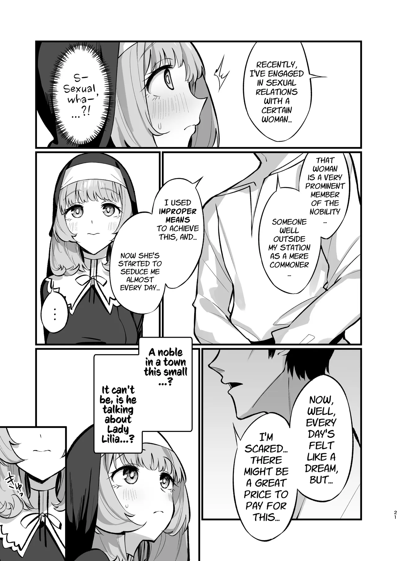 [Unahouse (Unacchi)]Sister Kanzen Haiboku. ~Muchi na Sister ga honnou de Hatsujo Koubi Surumade~ | A Sister's Absolute Defeat: Until an Innocent Nun Enters Heat and Indulges in Passionate Mating Sex[English] [Kusanuu] [Digital] Page 21