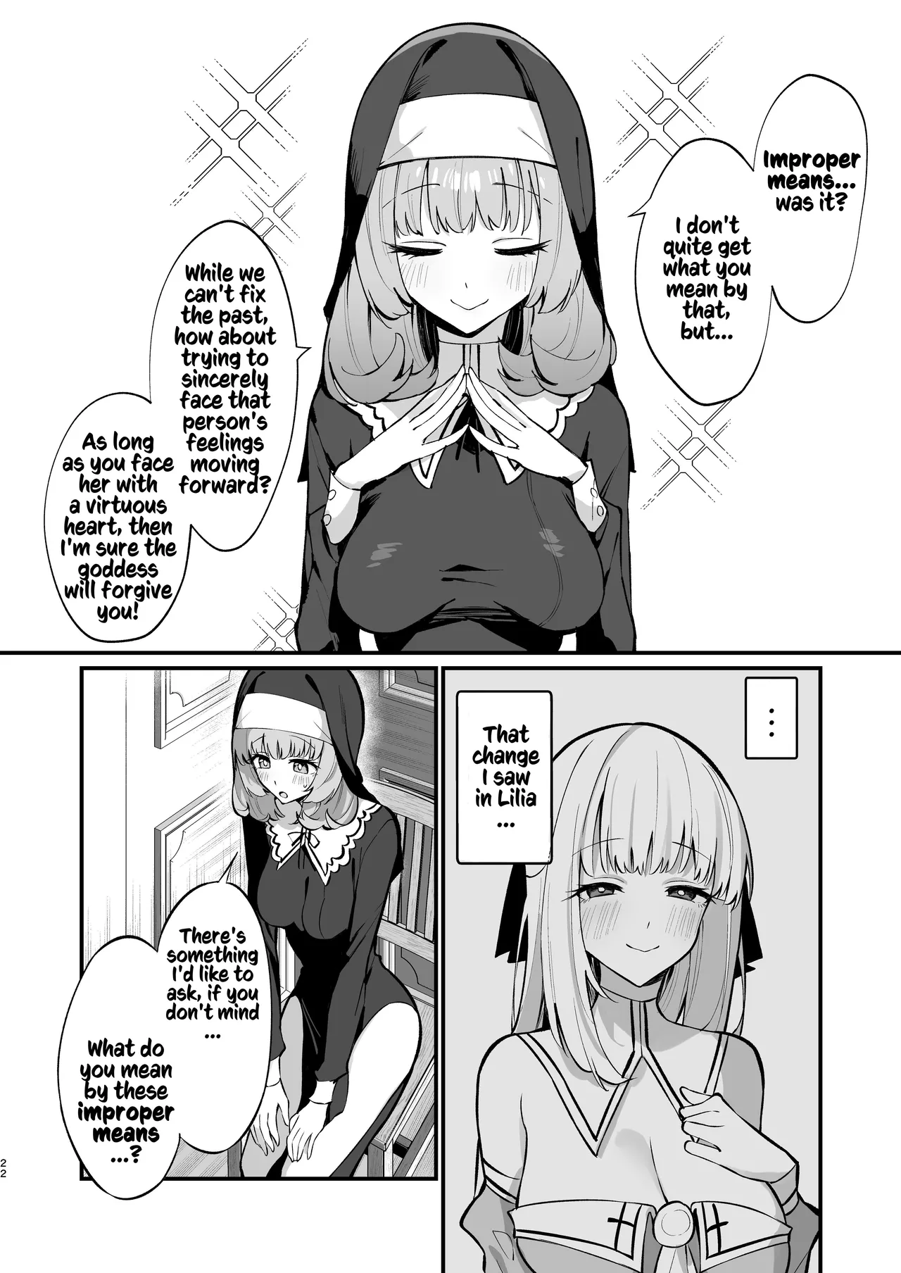 [Unahouse (Unacchi)]Sister Kanzen Haiboku. ~Muchi na Sister ga honnou de Hatsujo Koubi Surumade~ | A Sister's Absolute Defeat: Until an Innocent Nun Enters Heat and Indulges in Passionate Mating Sex[English] [Kusanuu] [Digital] Page 22