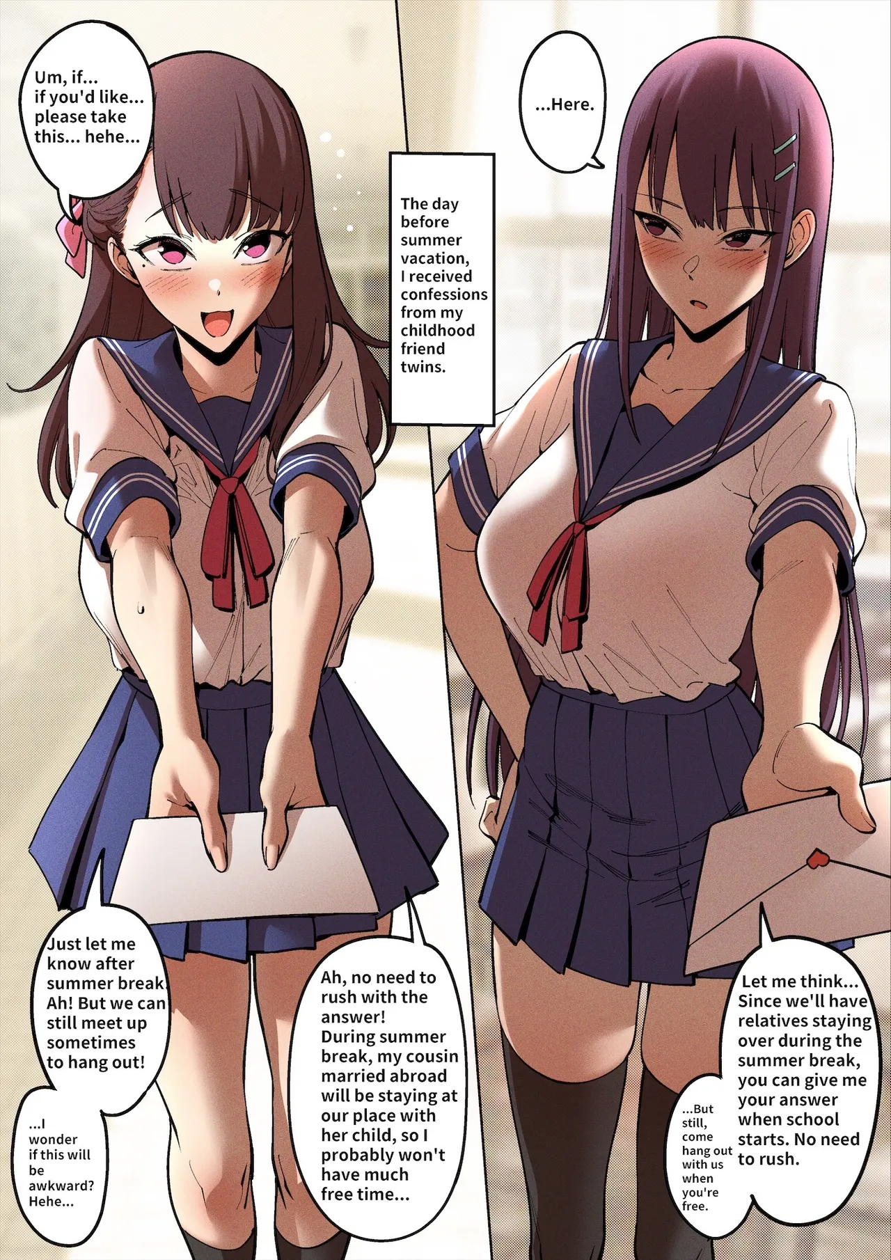 [F.W.ZHolic (FAN)]A Summer Vacation with My Twin Childhood Friends[English, Japanese, Chinese, Textless ] Page 1