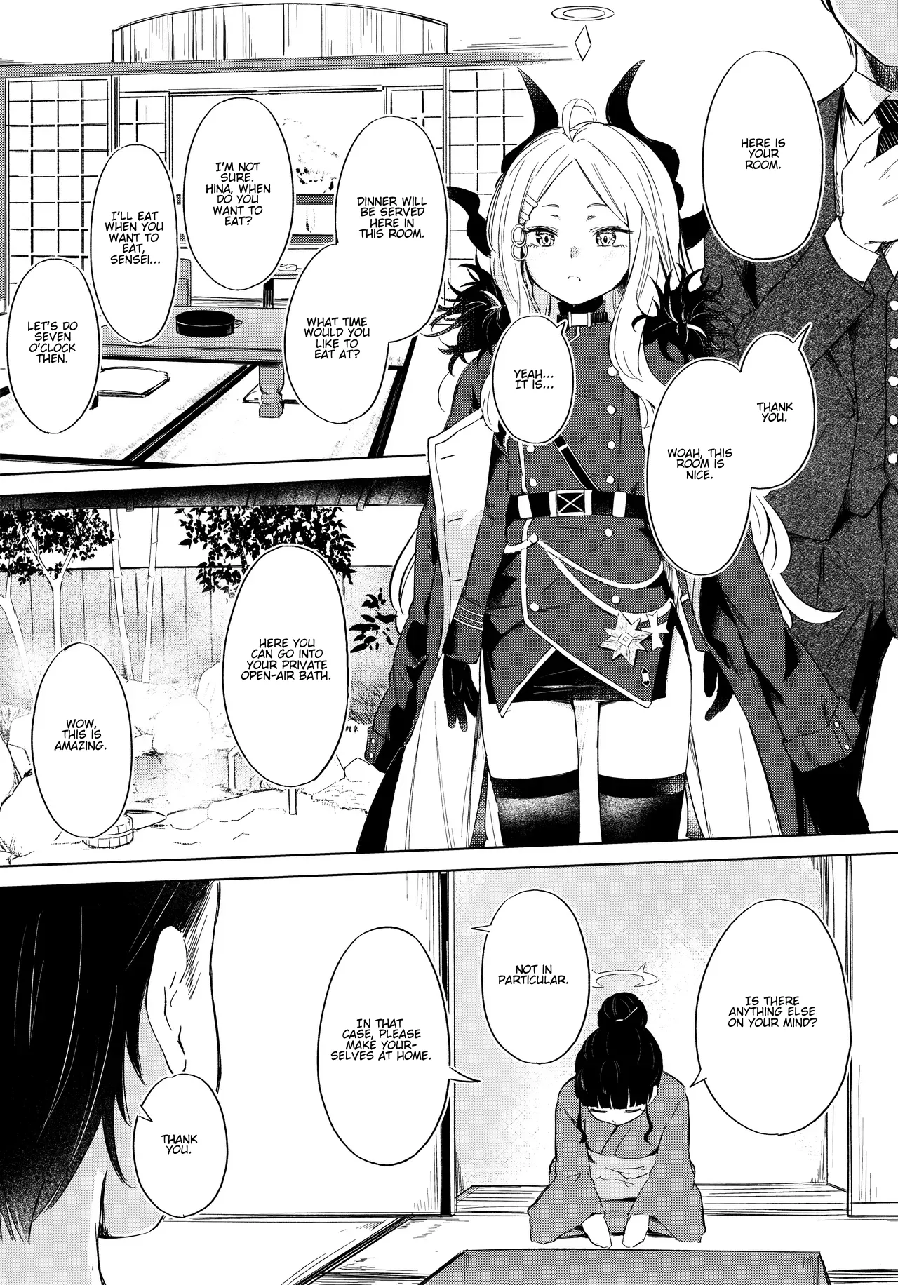 (C105) [Funiai-Ice (Funiai Riko)]Yukemuri Shimeppori Kojitsu Roten nite Amaenbo Iinchou to | Going to a steamy private outdoor hot spring with a clingy chairwoman(Blue Archive) [English] [Hitode Scans] Page 3