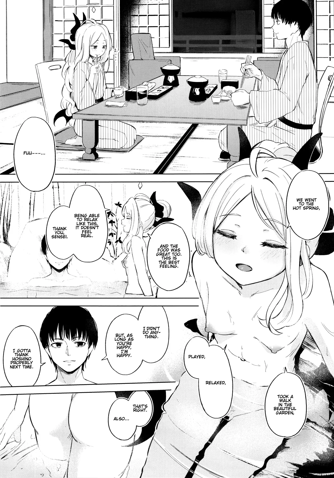 (C105) [Funiai-Ice (Funiai Riko)]Yukemuri Shimeppori Kojitsu Roten nite Amaenbo Iinchou to | Going to a steamy private outdoor hot spring with a clingy chairwoman(Blue Archive) [English] [Hitode Scans] Page 7
