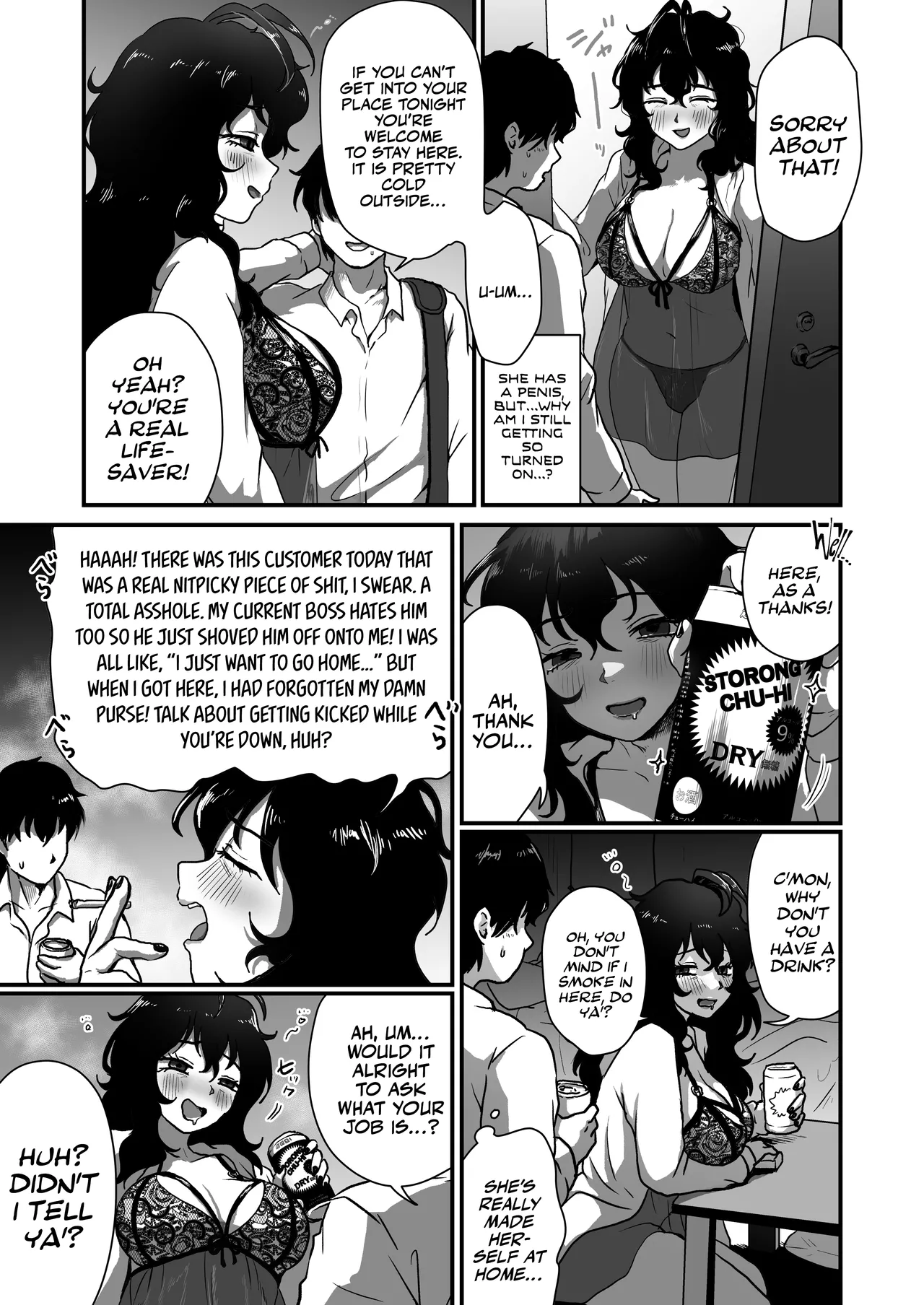 [Otokonoko de Asobou (Yuuki Konefu)]Tonari no Downer-kei Arafour Newhalf | My Next Door Neighbour Is a 40-something Gloomy Newhalf...[English] Page 7