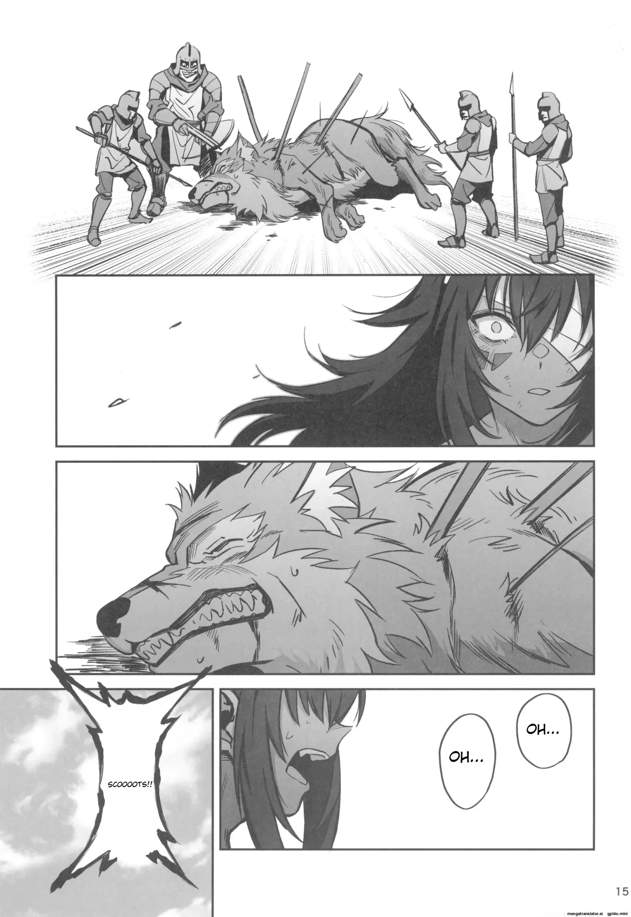 (C104) [Dokudami (Okita Ababa)]Mori o Mamoru Ookami Shoujo ga Inkou Shisai ni NTRreta Hanashi[MTL English] Page 15