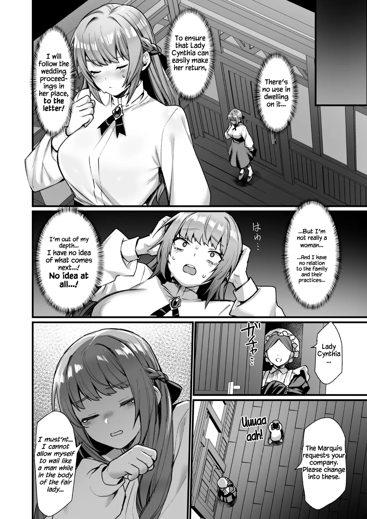 [Doujin Echigoya (Echigoya Takeru)]Goei Kishi no Irekawari Nyotaika Mission! | The Escort Knight's Bodyswapping Genderbending Mission![English] [Dummie] Page 7