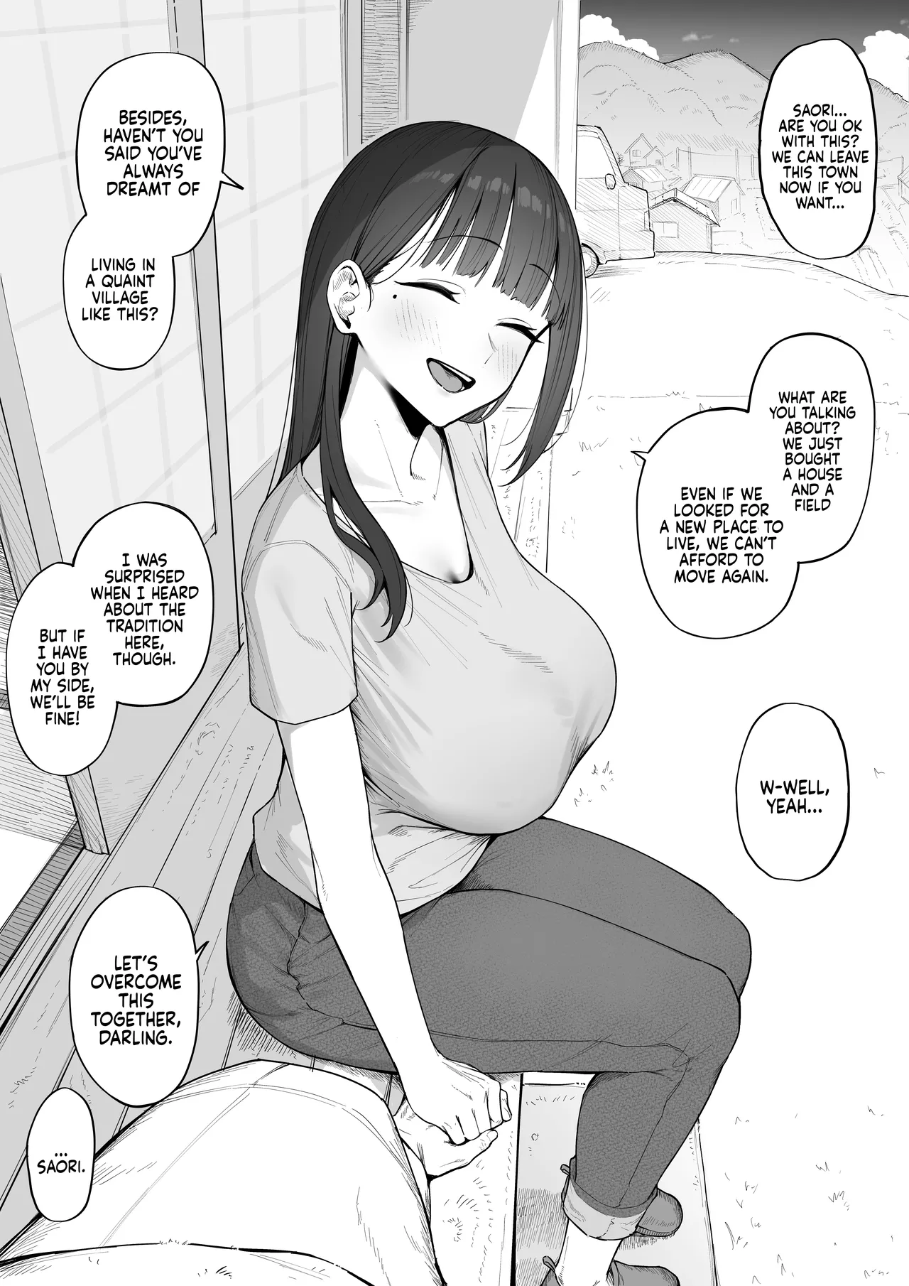 [Almondman]Yobai Fuushuu no aru mura ni Ijuushite shimatta Fuufu | A Couple who moved to a Village with a tradition of Sneaking into a Woman's Bed[English] [Coffedrug] [Decensored] Page 1