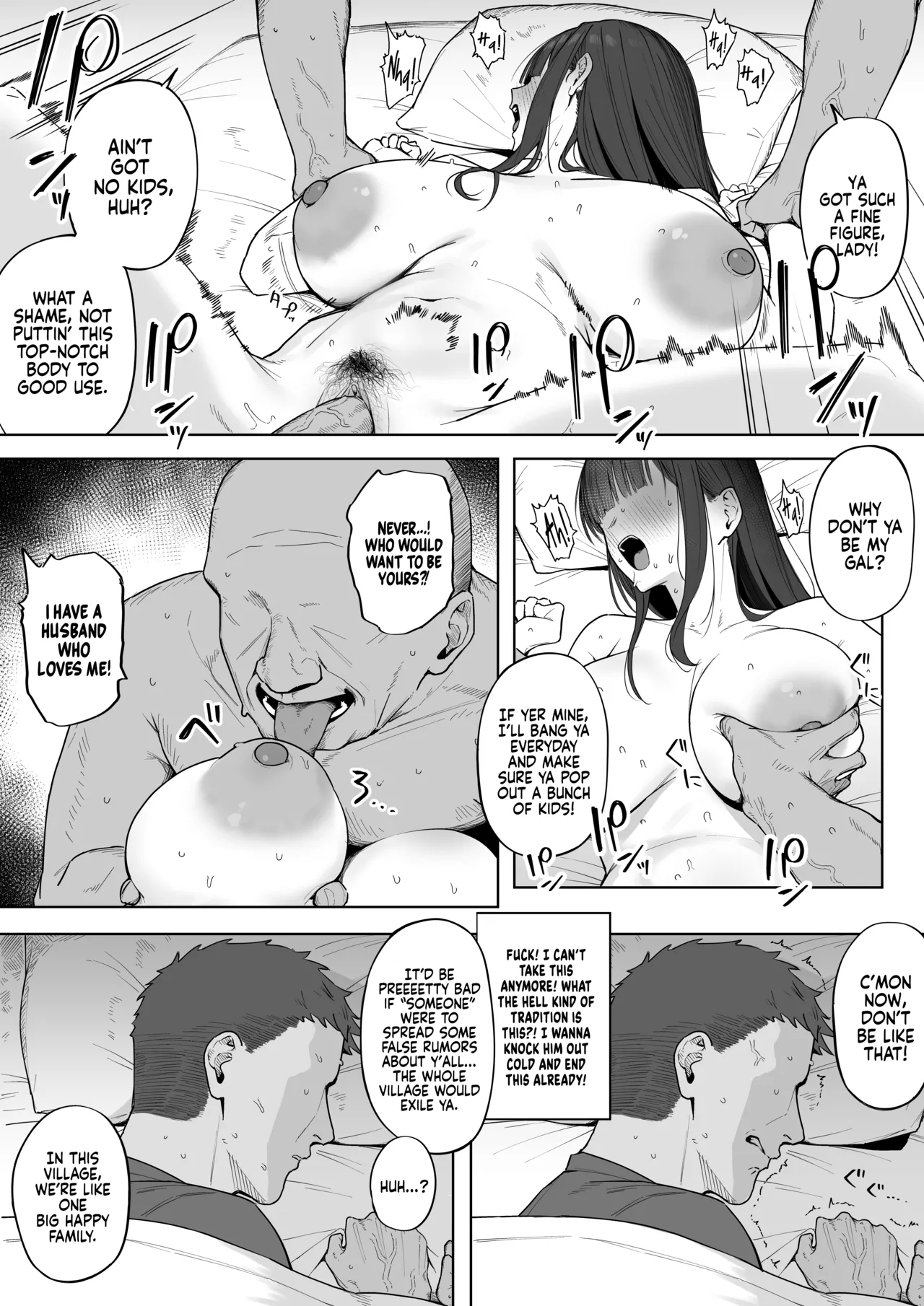 [Almondman]Yobai Fuushuu no aru mura ni Ijuushite shimatta Fuufu | A Couple who moved to a Village with a tradition of Sneaking into a Woman's Bed[English] [Coffedrug] [Decensored] Page 4