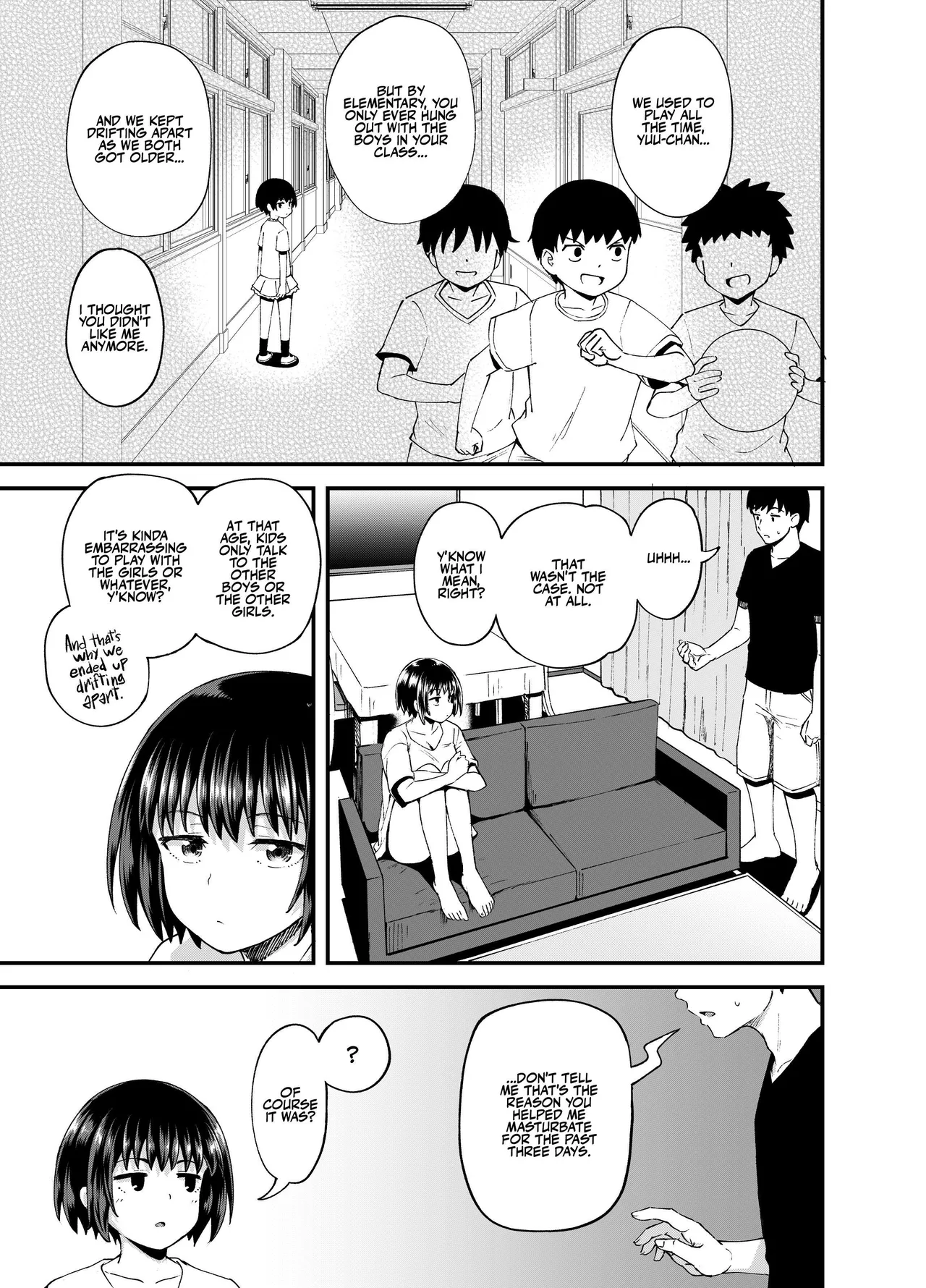 [Tonkotsu Fuumi (Poncocchan)]Soen ni Natteta Osananajimi ga Okuchi Onaho Gayoi Shite Kuru Mikkakan | Three Days Treating My Estranged Friend As An Oral Fuckhole[Digital] [English] [A Little Someone's Dummy] Page 45
