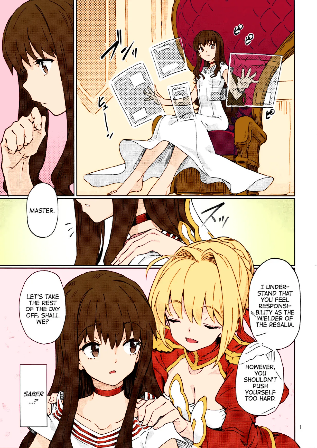 (COMIC1☆11) [Gokusaishiki (Aya Shachou)]Koutei Tokken sEXtella | Imperial Privilege sEXtella(Fate/EXTELLA) [English] [ATF] [Colorized] Page 2