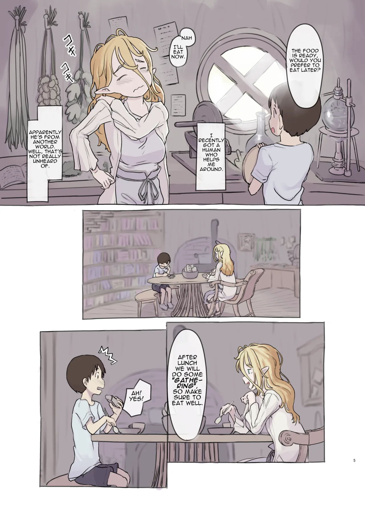 [Kuromahou Kenkyuujo (Nukaji)]Sozai Saishuu - Isekai Renkinjutsushi ni Hirowareta Boku | Gathering Ingredients - I Was Picked Up by an Alchemist From Another World[English] [Brazilisaconspiracy] [Full Color Version] [Digital] Page 5