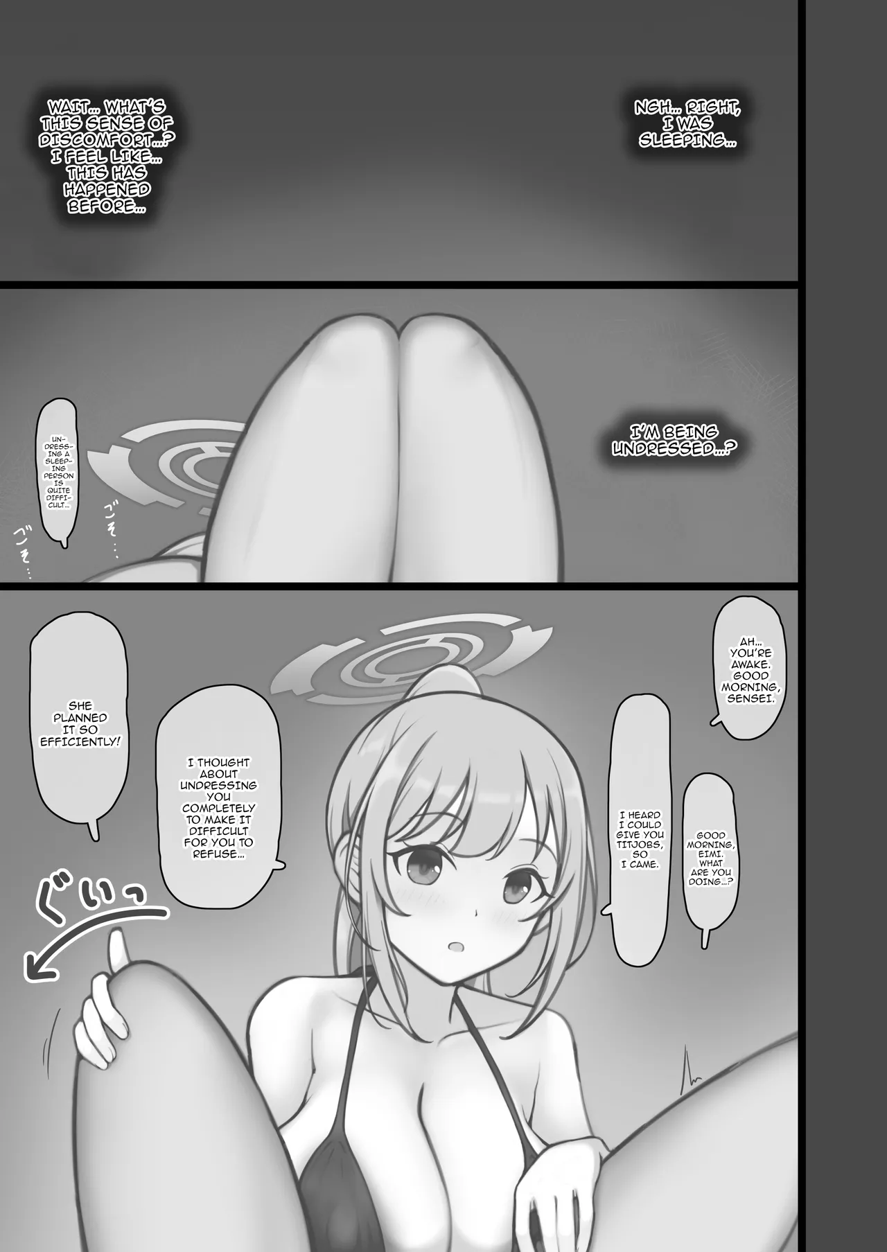 [Chocolate Vine (Akebi Konoha)]Sensei ni Paizuri nara Shite Agerareru tte Hanashi ga Hiromatte Iru You desu. |  There's A Rumor Going Around That Sensei Will Let You Give Him A Titjob(Blue Archive) [English] {Doujins.com} [Digital] Page 14