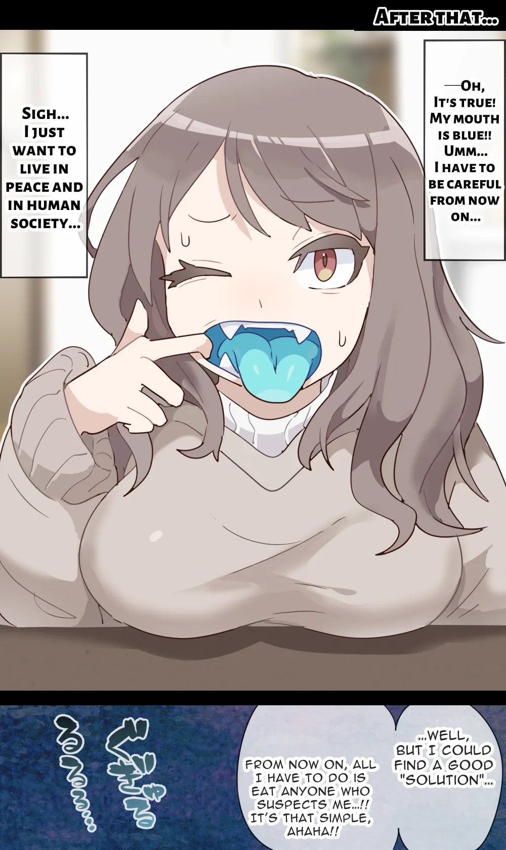 [imaat]A vore manga where you are shrunk by a girl with blue mucous membranes and then swallowed whole[English/Japanese] Page 5