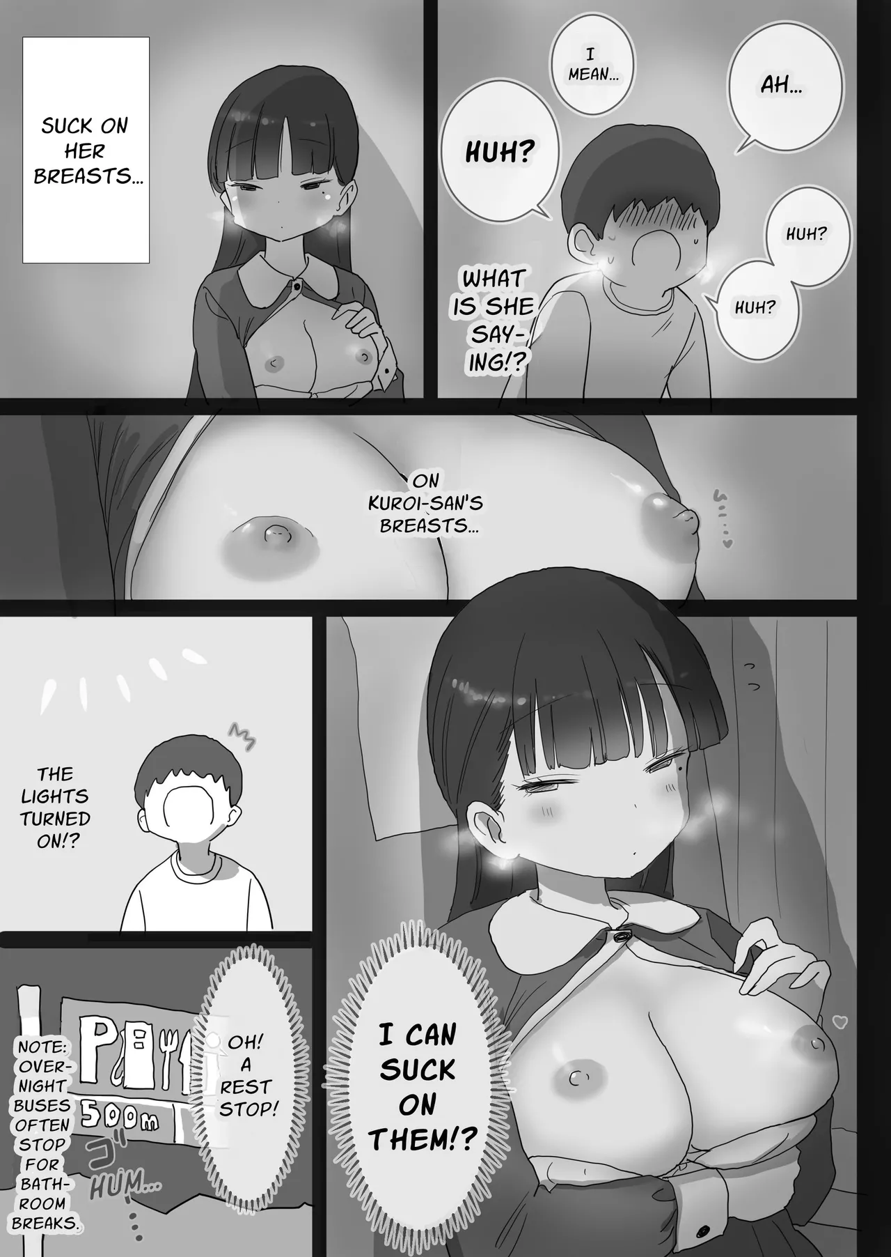 [Hiyashi Makura]Yokou Bus Demo Kossori Nakadashi Sasete Kureru Classmate no Kuroi-san | My Classmate Kuroi Lets Me Secretly Creampie Her Even On An Overnight Bus[English] [SoupTL] Page 19