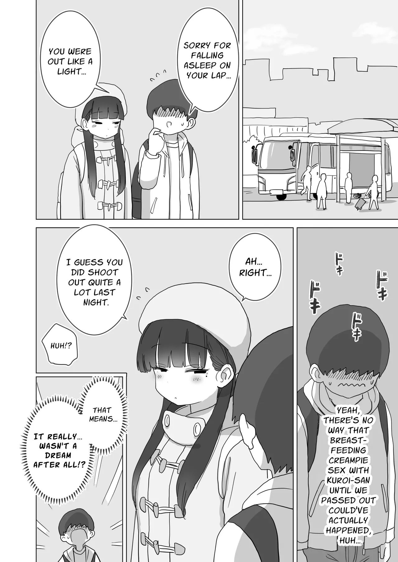 [Hiyashi Makura]Yokou Bus Demo Kossori Nakadashi Sasete Kureru Classmate no Kuroi-san | My Classmate Kuroi Lets Me Secretly Creampie Her Even On An Overnight Bus[English] [SoupTL] Page 48