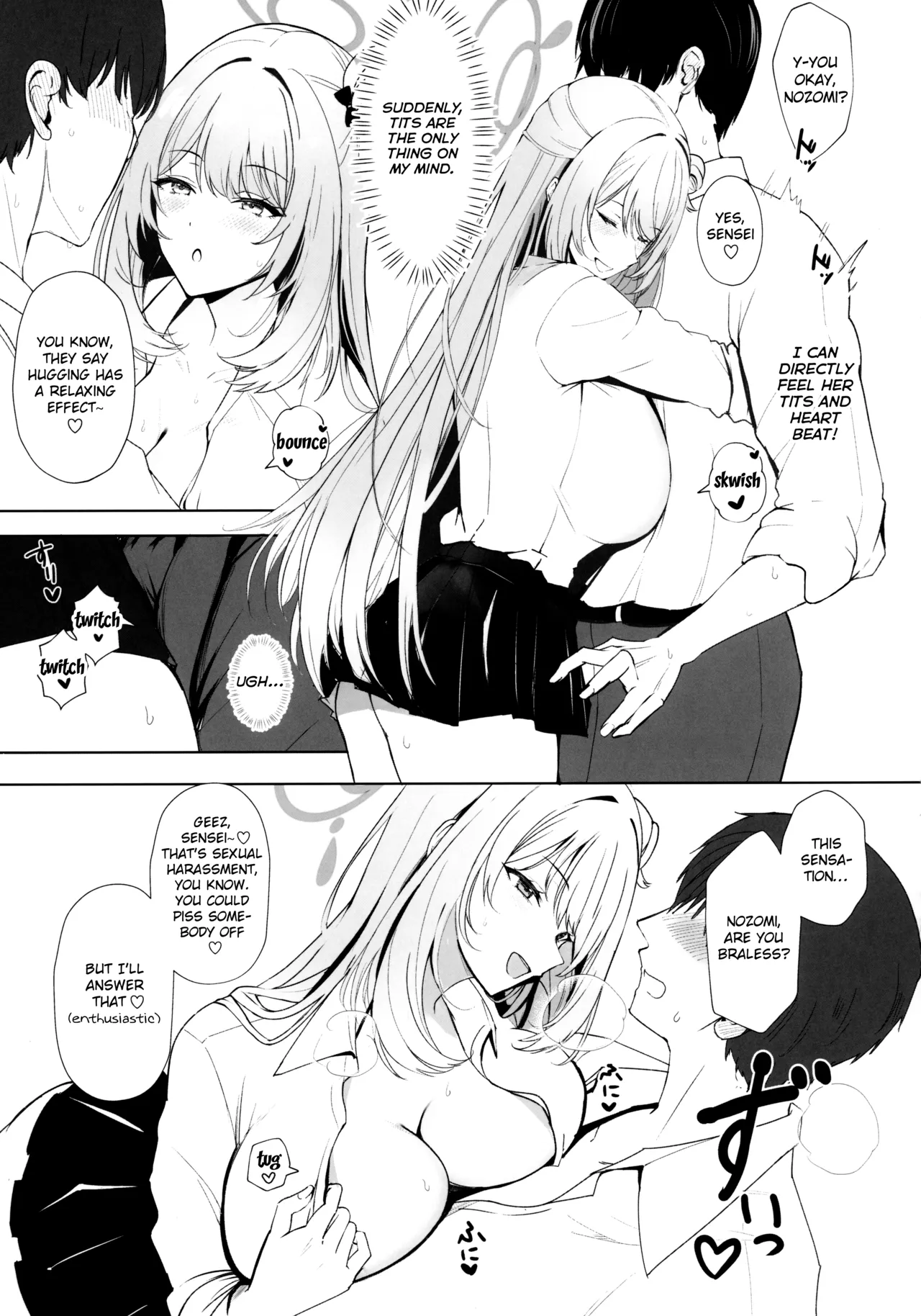 (C104) [Kuronishiki (Takaharu)]Koukando Saidai M Cup Dekapai Bisyoujo no Zenkoutei Ichaama Namahame Koubi de Sensei ga Kizetsu Suru Made Seishi Shibori Torareru Hon | Max Affection A Book in which Sensei Gets His Jizz Milked Until Passing Out From Fully Consensual Sweet Loving Bareback Mating with a Pretty Girl with Huge M Cup Tits(Blue Archive) [English] {brolen} Page 6