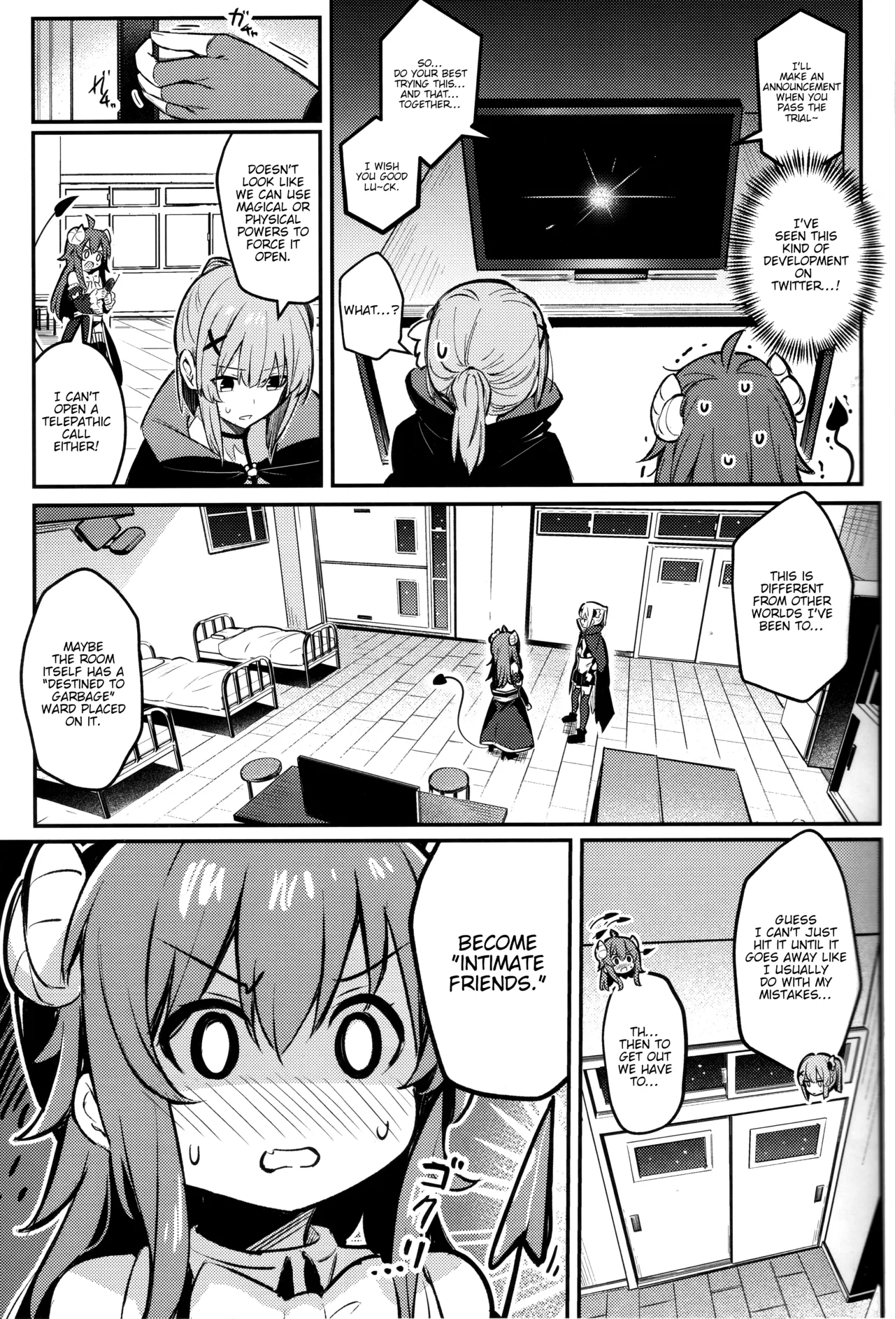 (C103) [Bochi Bochi no Ki (Borusiti)]Mazoku wa Shukuteki to Nakayoshi Shinai to Derarenai Heya ni, Tojikomerarete Shimatta!(Machikado Mazoku) [English] [tabibit0] Page 12