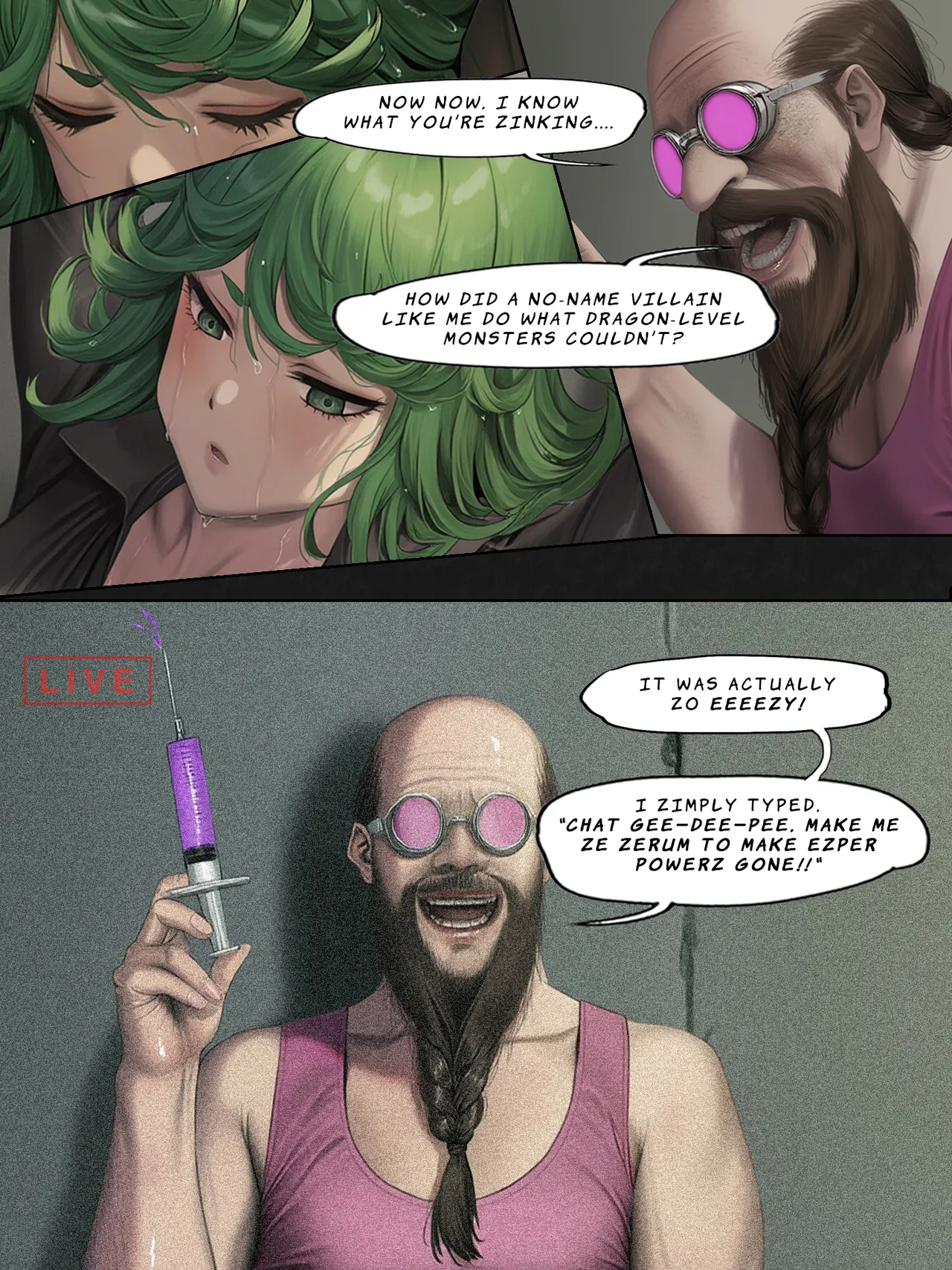 [Ongoing/WIP]Humanity's Last Broadcast - A Tatsumaki Doujin[FEFanatica/AI-Assisted] [AI Generated] Page 12